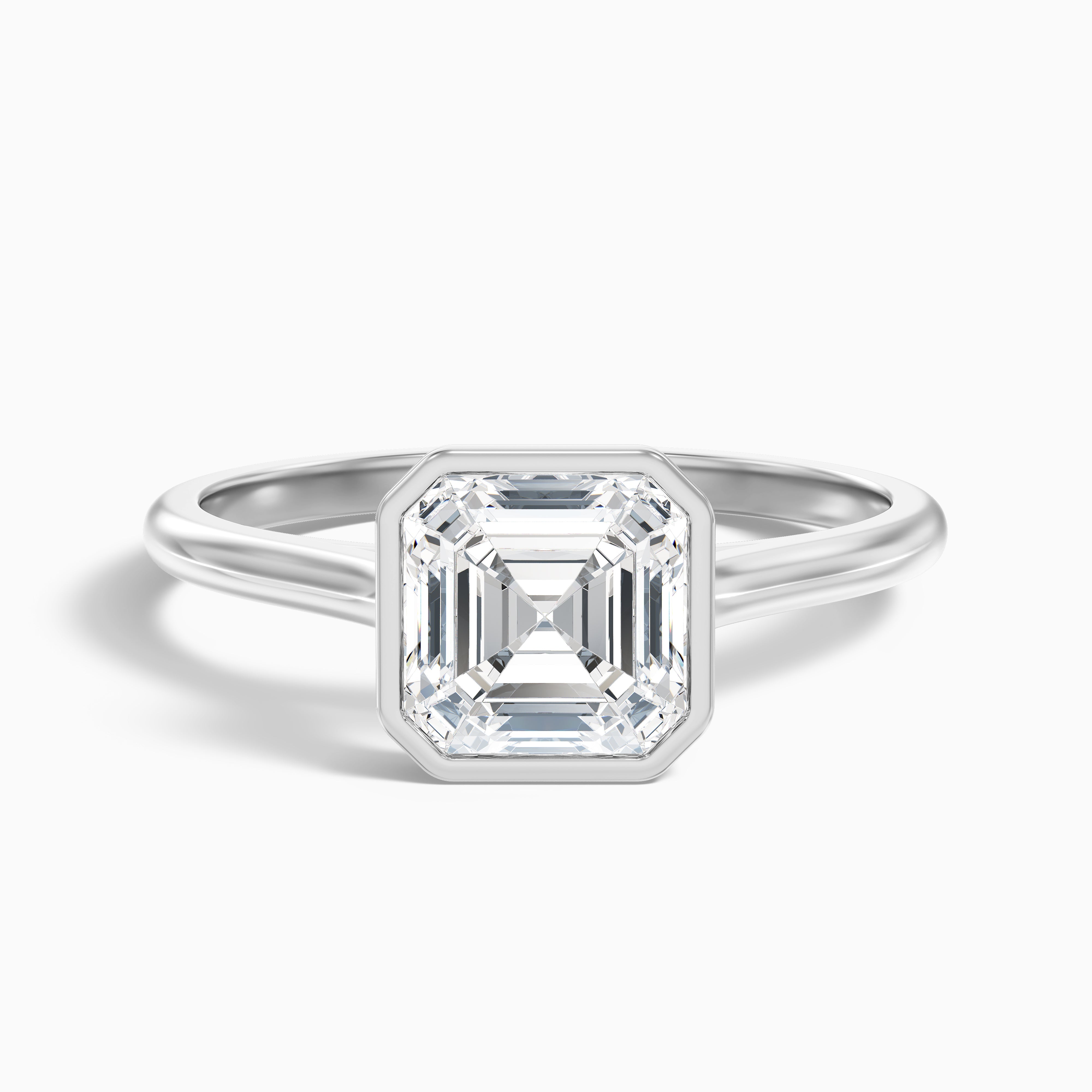 Aniston Asscher Cut Bezel Set Solitaire Moissanite Diamond Ring