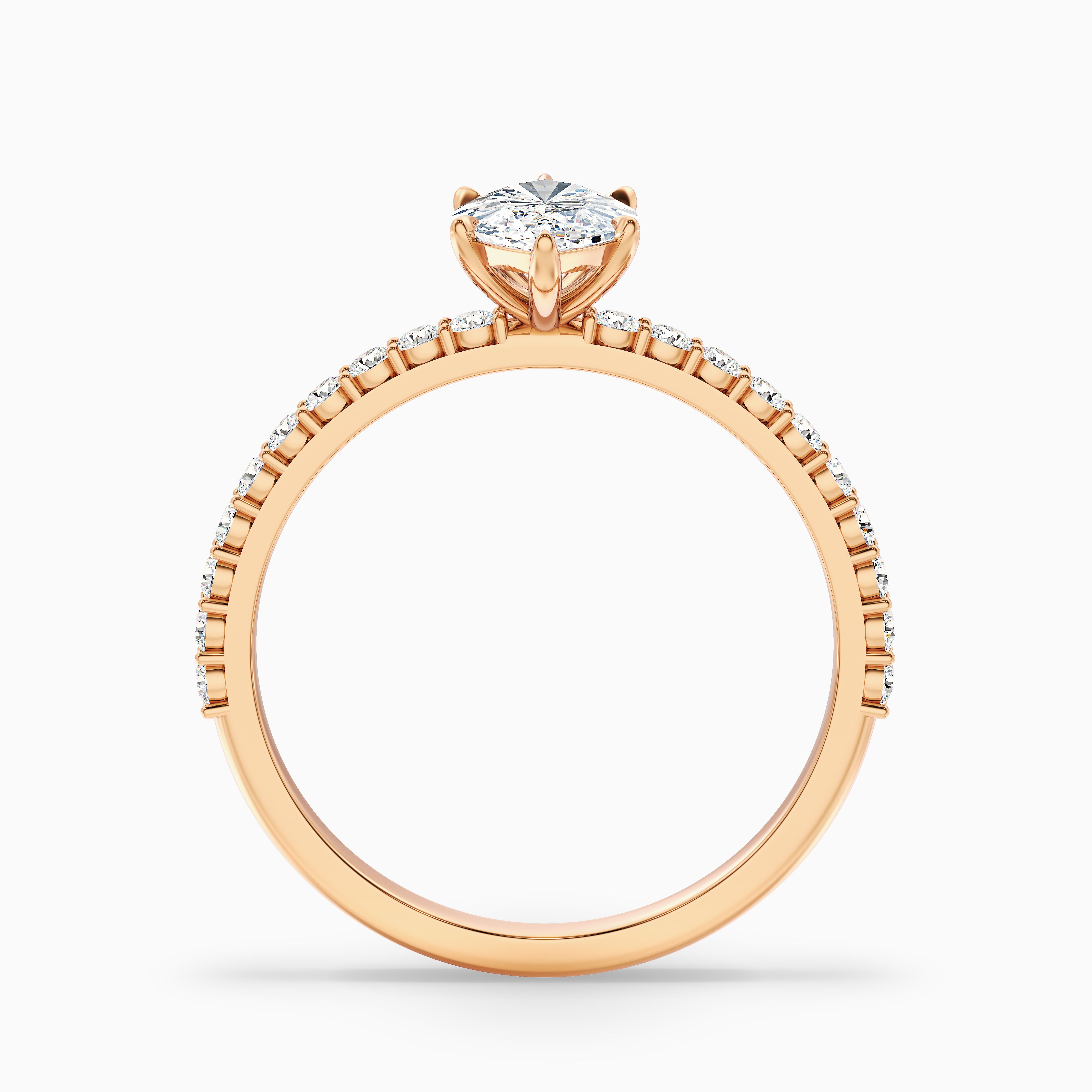 Selena Marquise Cut Side Stone Pave Moissanite Diamond Ring