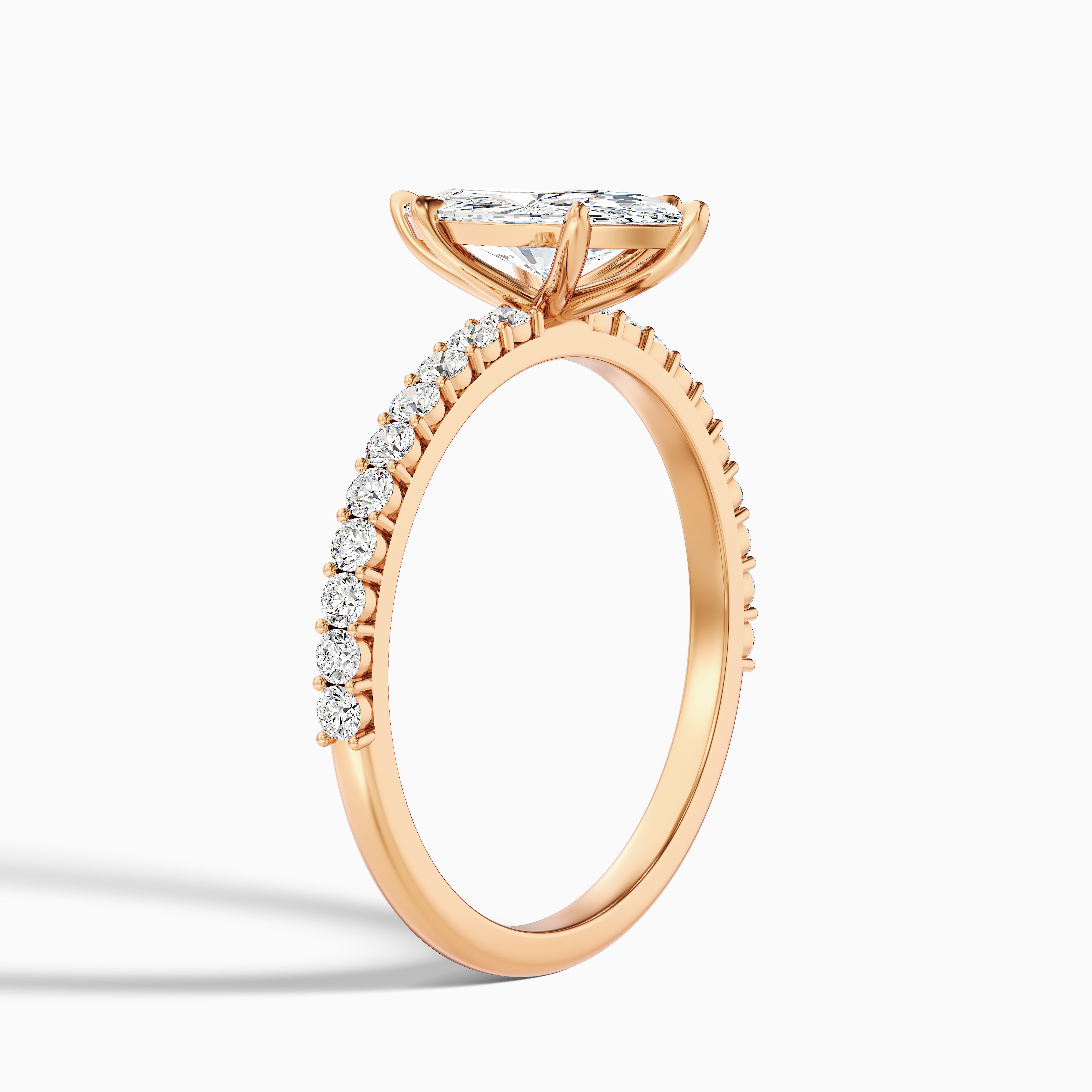 Selena Marquise Cut Side Stone Pave Moissanite Diamond Ring