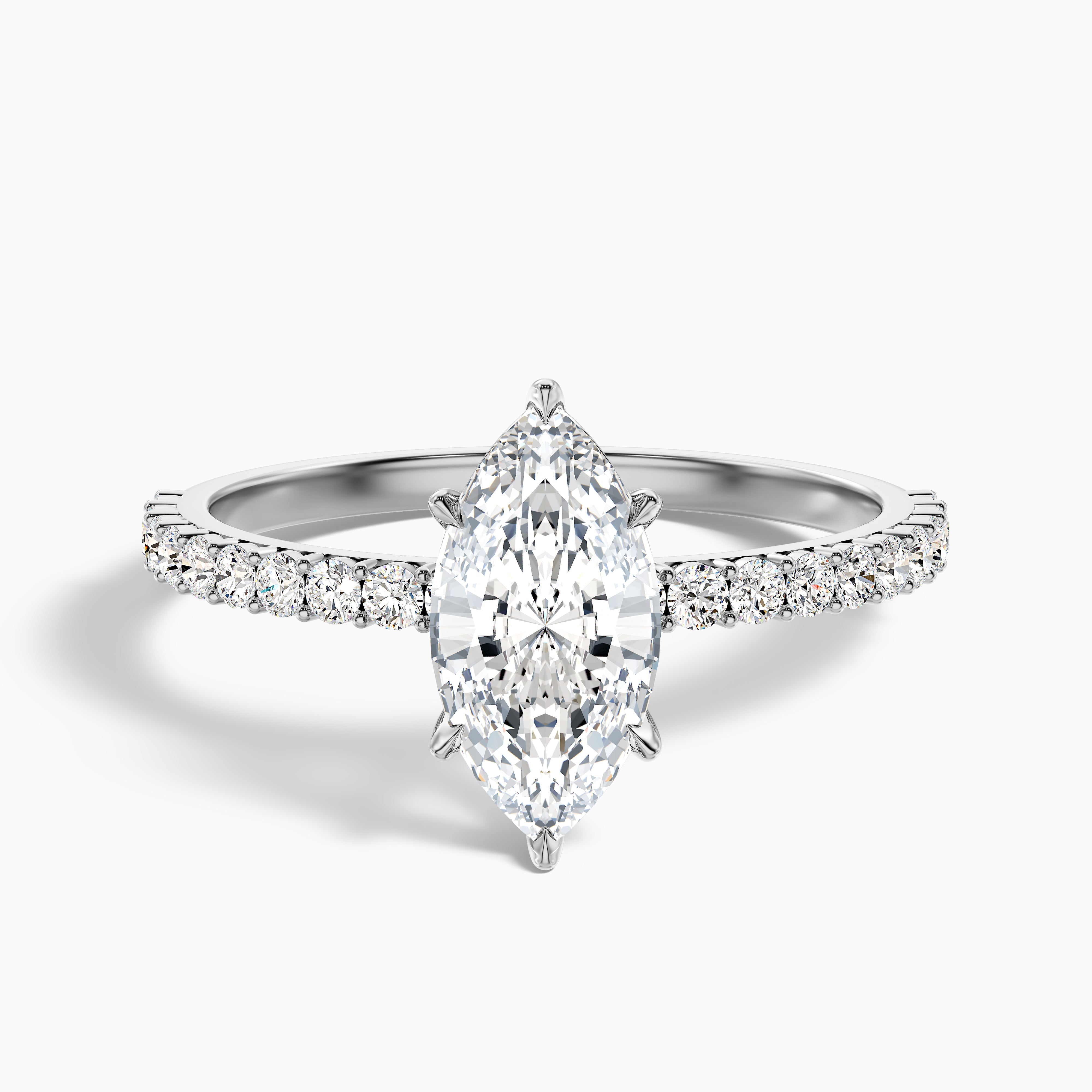 Selena Marquise Cut Side Stone Pave Lab Grown Diamond Ring