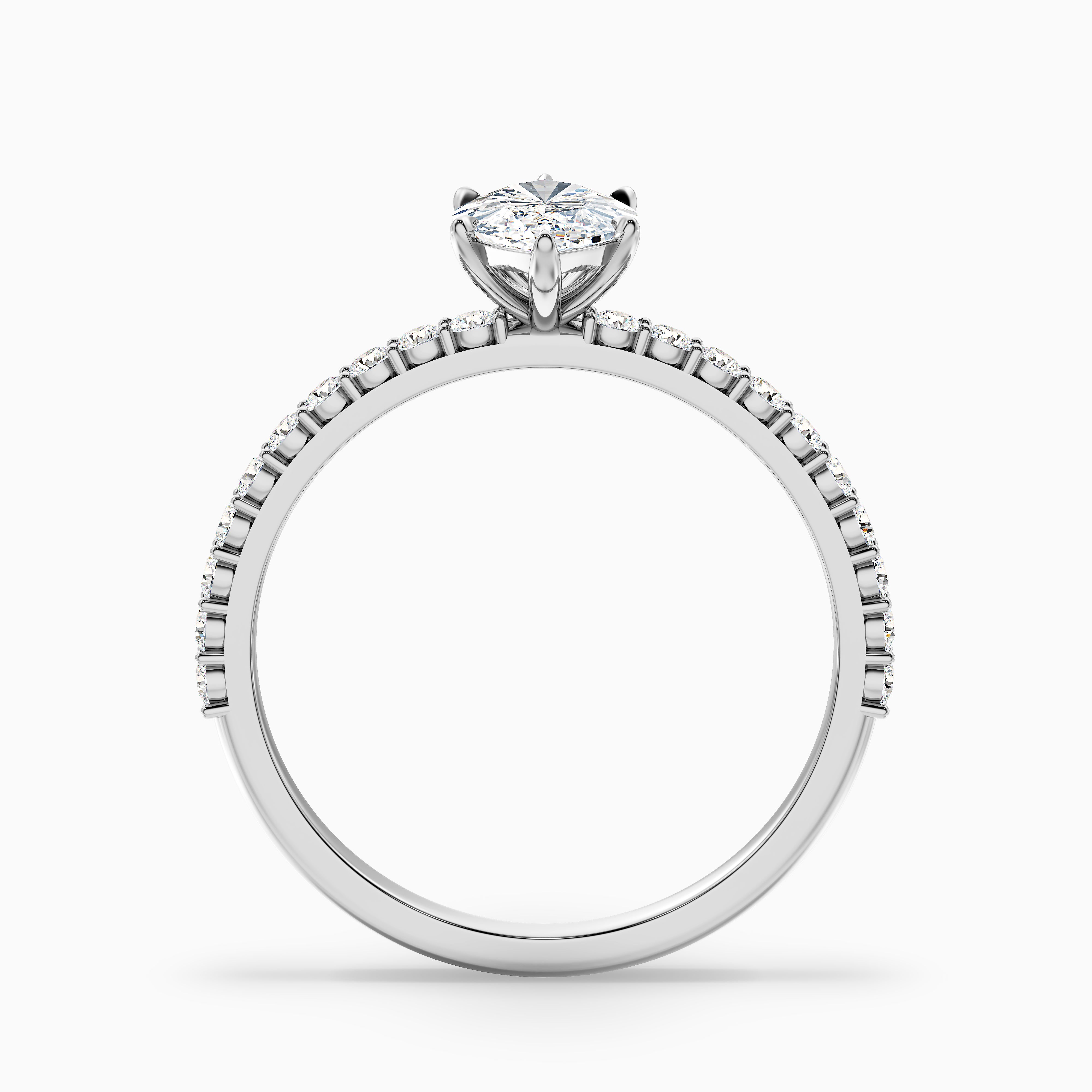 Selena Marquise Cut Side Stone Pave Lab Grown Diamond Ring