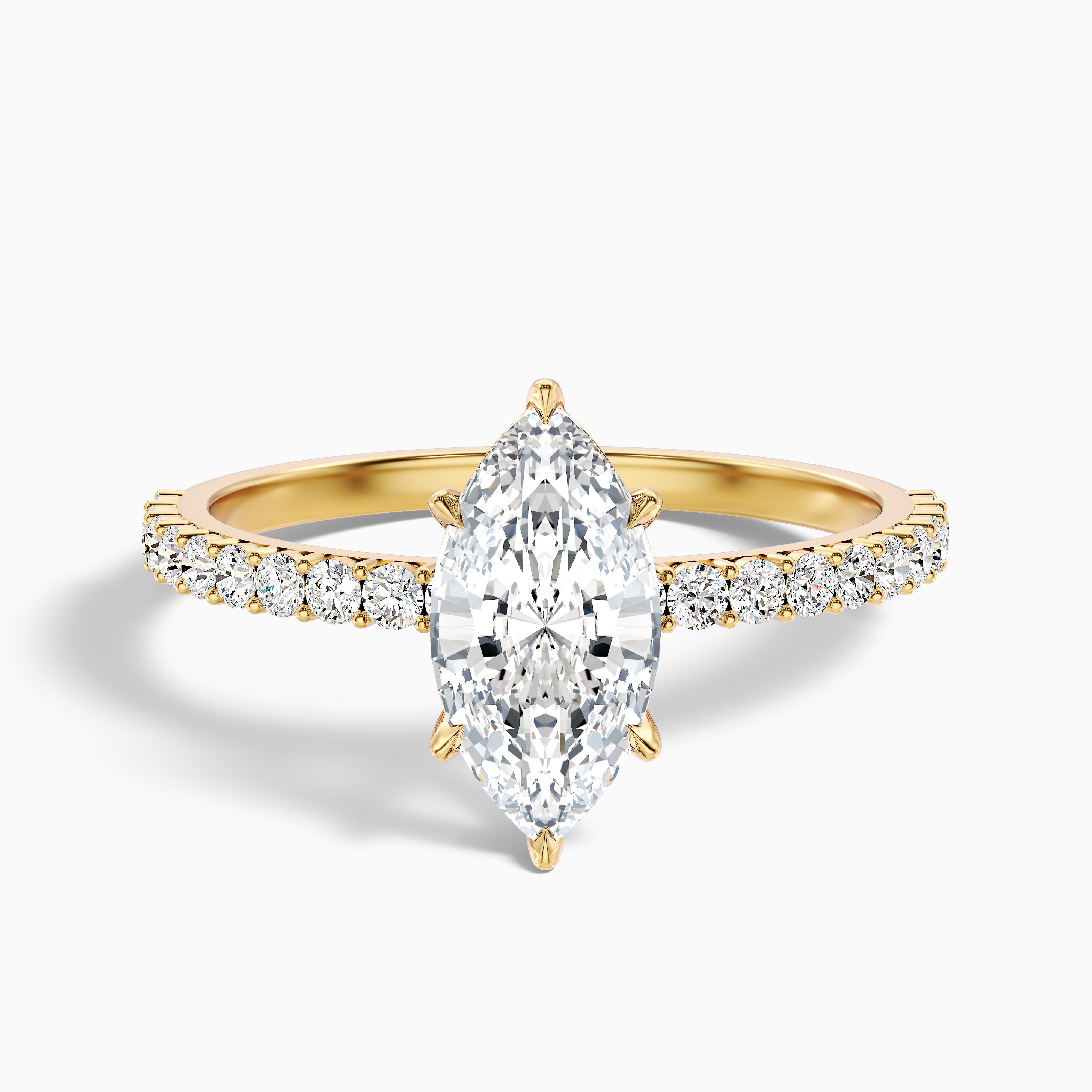 Selena Marquise Cut Side Stone Pave Lab Grown Diamond Ring
