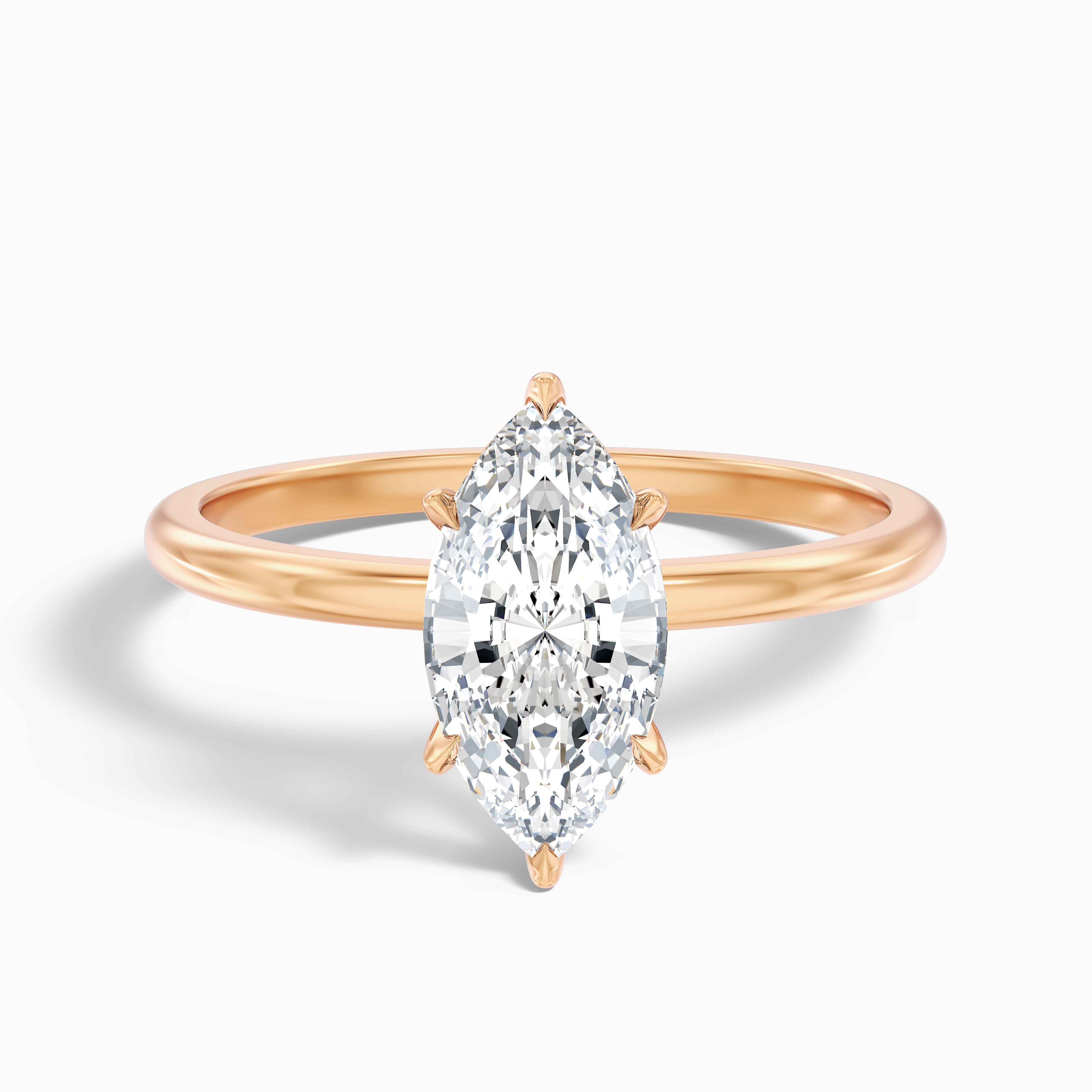Jolissa Six Prong Marquise Cut Solitaire Moissanite Diamond Ring