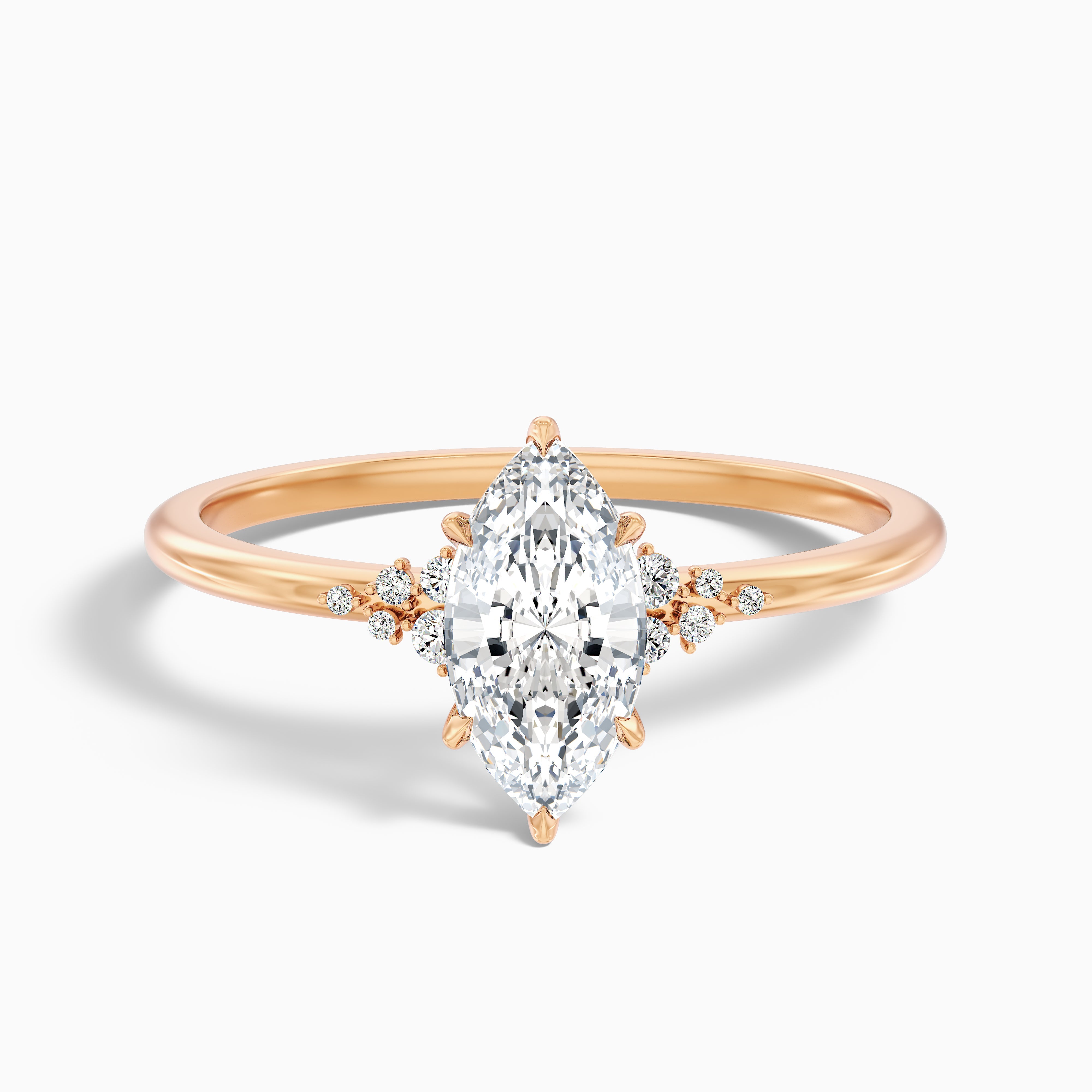 Coralie Marquise Cut Vintage Inspired Side Stone Moissanite Diamond Ring