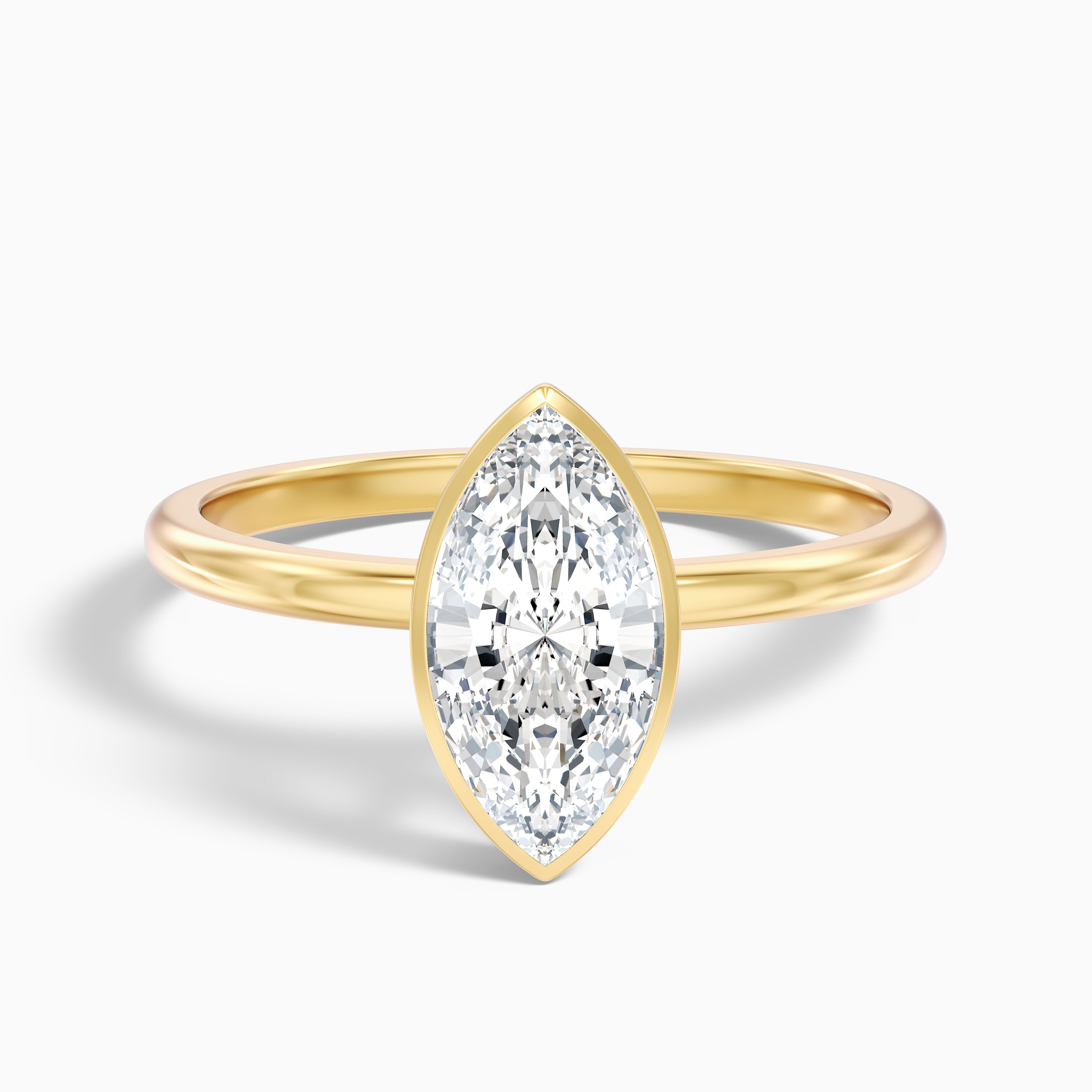 Alondra Marquise Cut Bezel Set Solitaire Lab Grown Diamond Ring