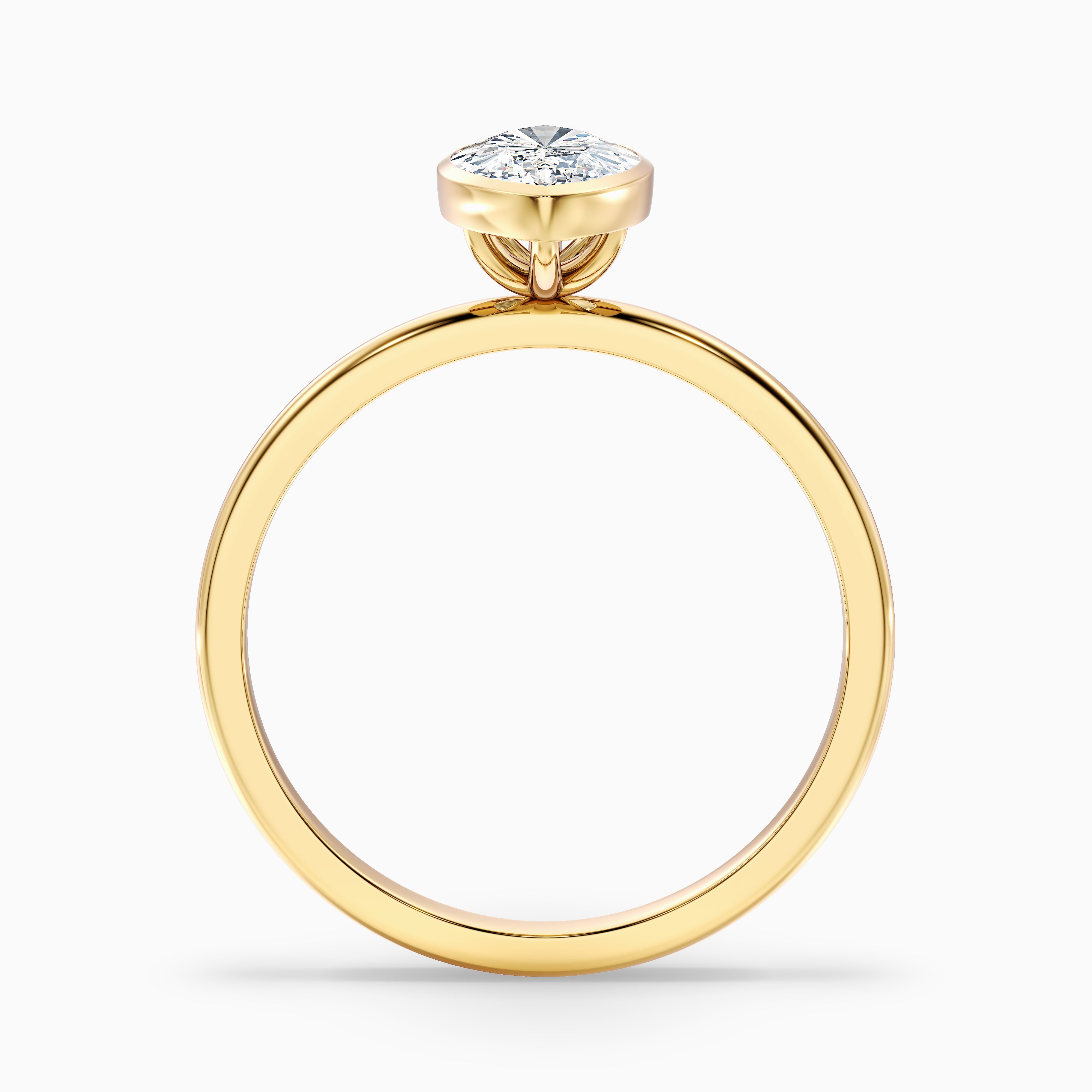 Alondra Marquise Cut Bezel Set Solitaire Moissanite Diamond Ring