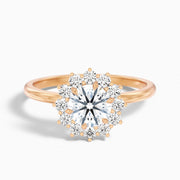 Harlene Round Cut Vintage Inspired Halo Moissanite Diamond Ring
