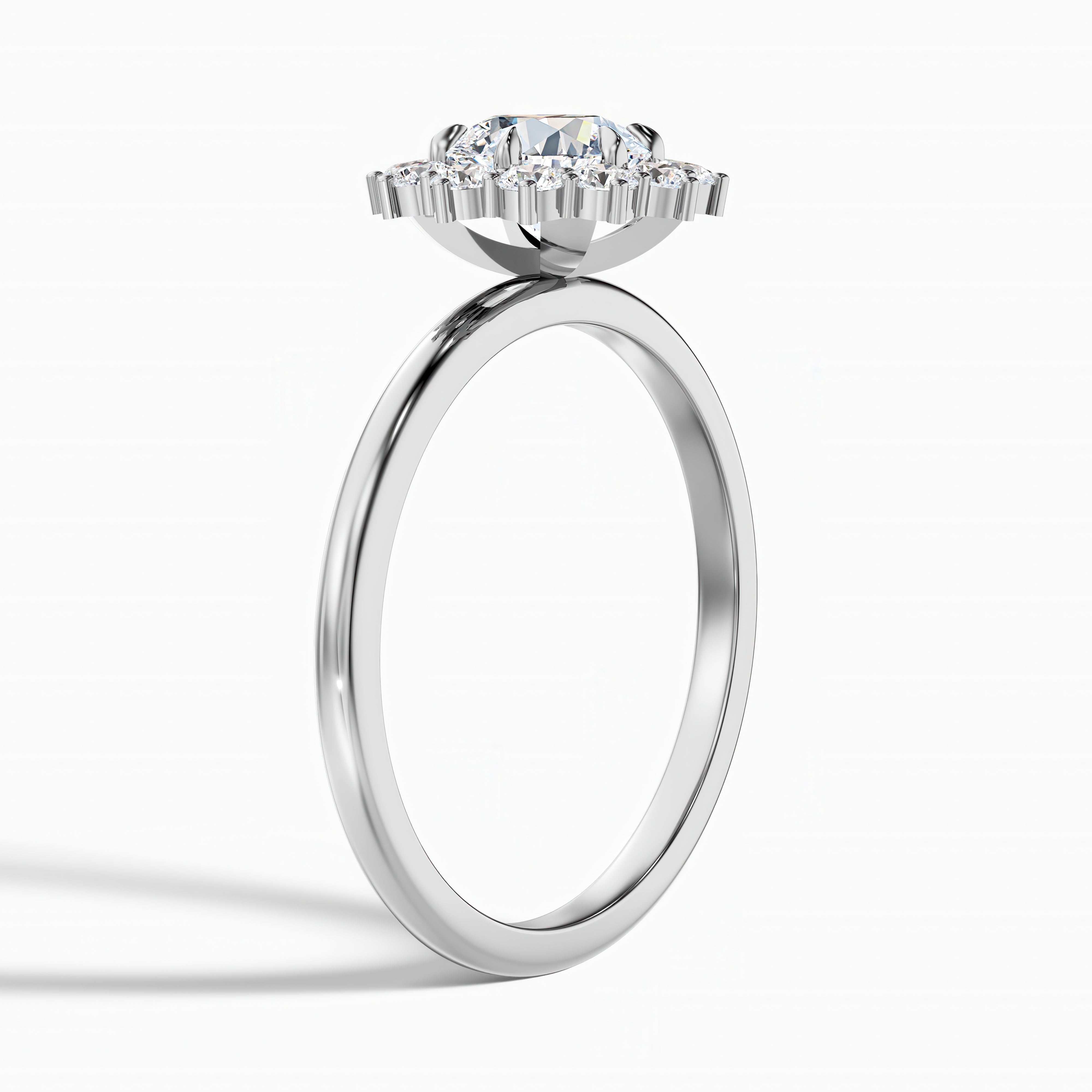 Harlene Round Cut Vintage Inspired Halo Moissanite Diamond Ring