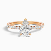 Clarita Pear Side Stone Pave Moissanite Diamond Ring