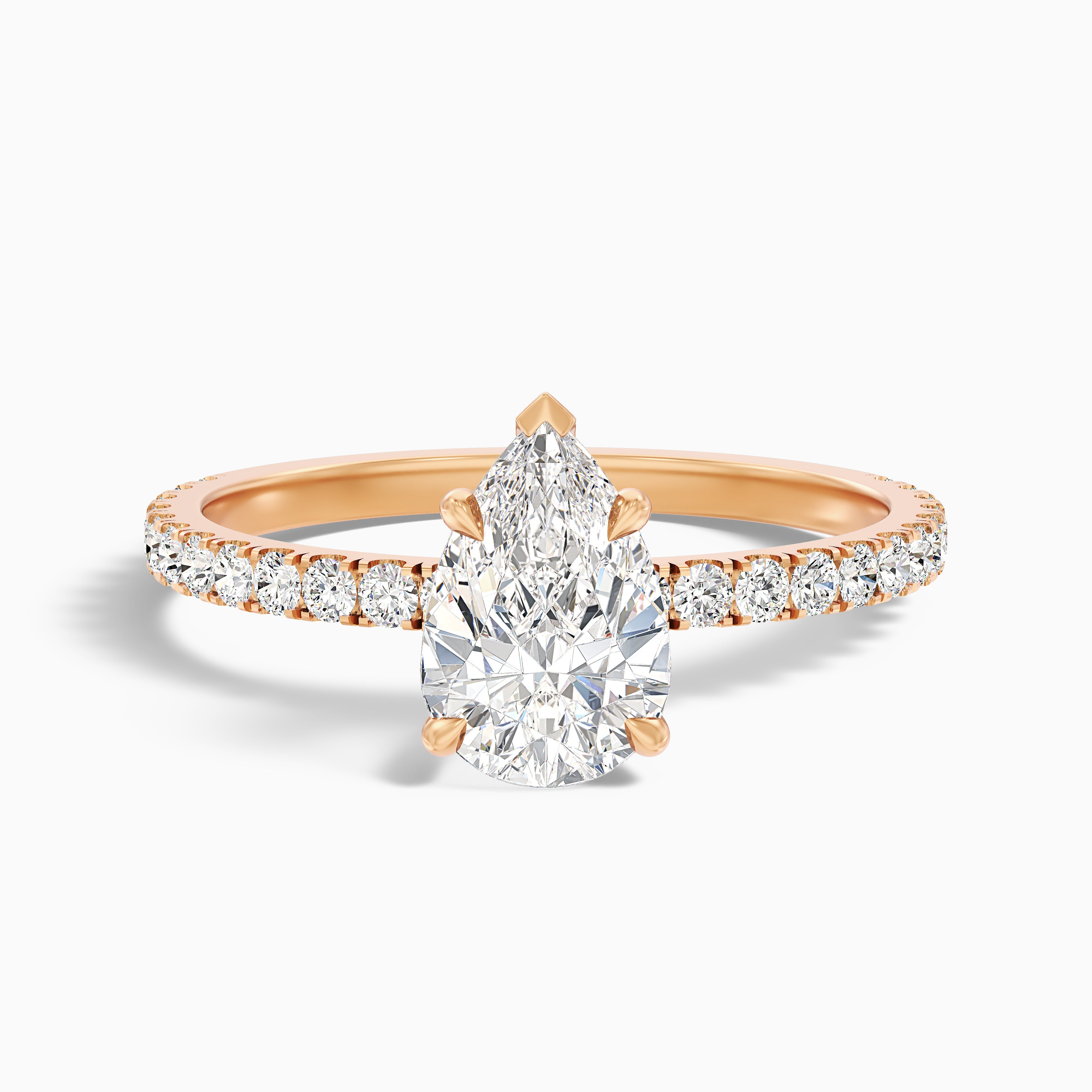 Clarita Pear Side Stone Pave Moissanite Diamond Ring