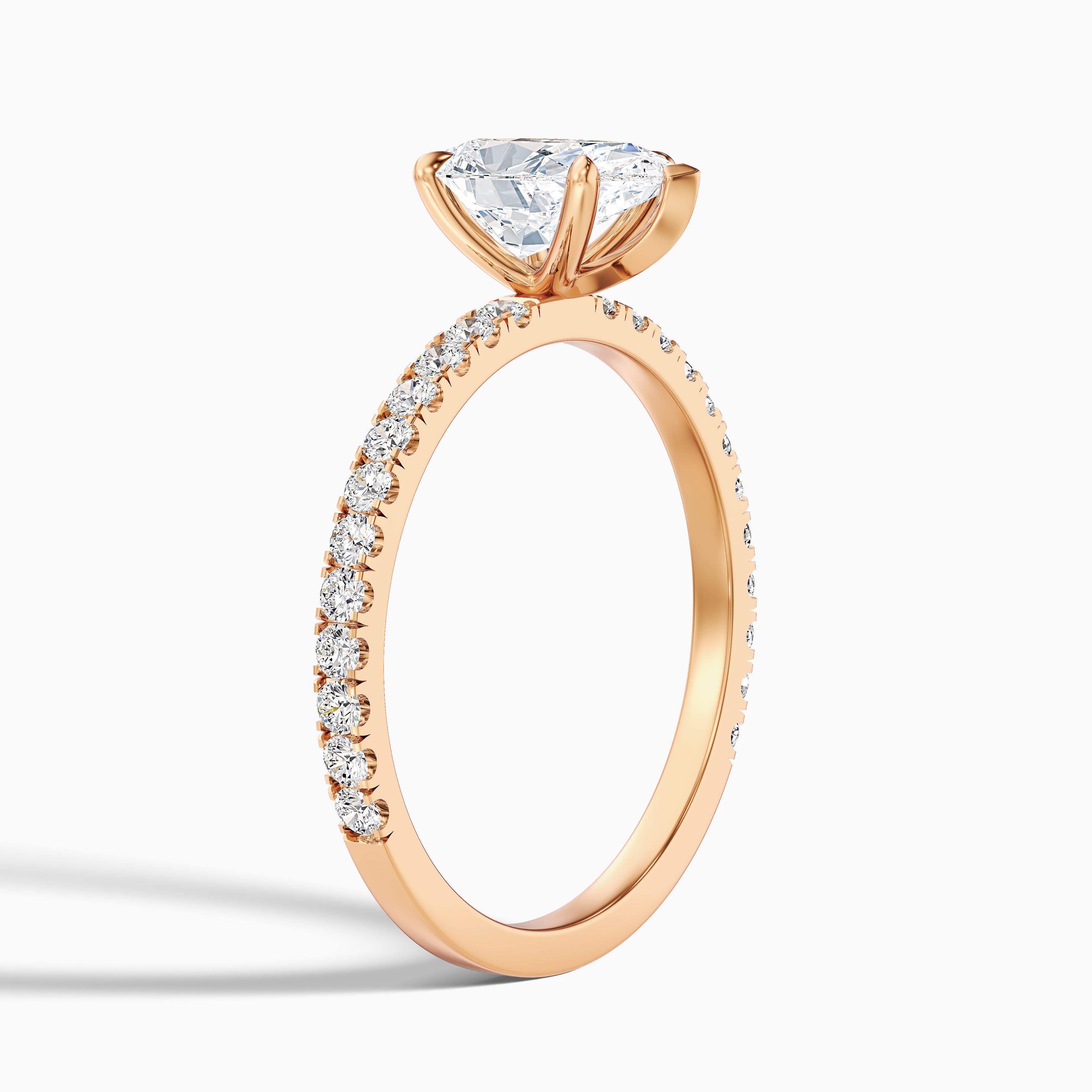 Clarita Pear Side Stone Pave Moissanite Diamond Ring