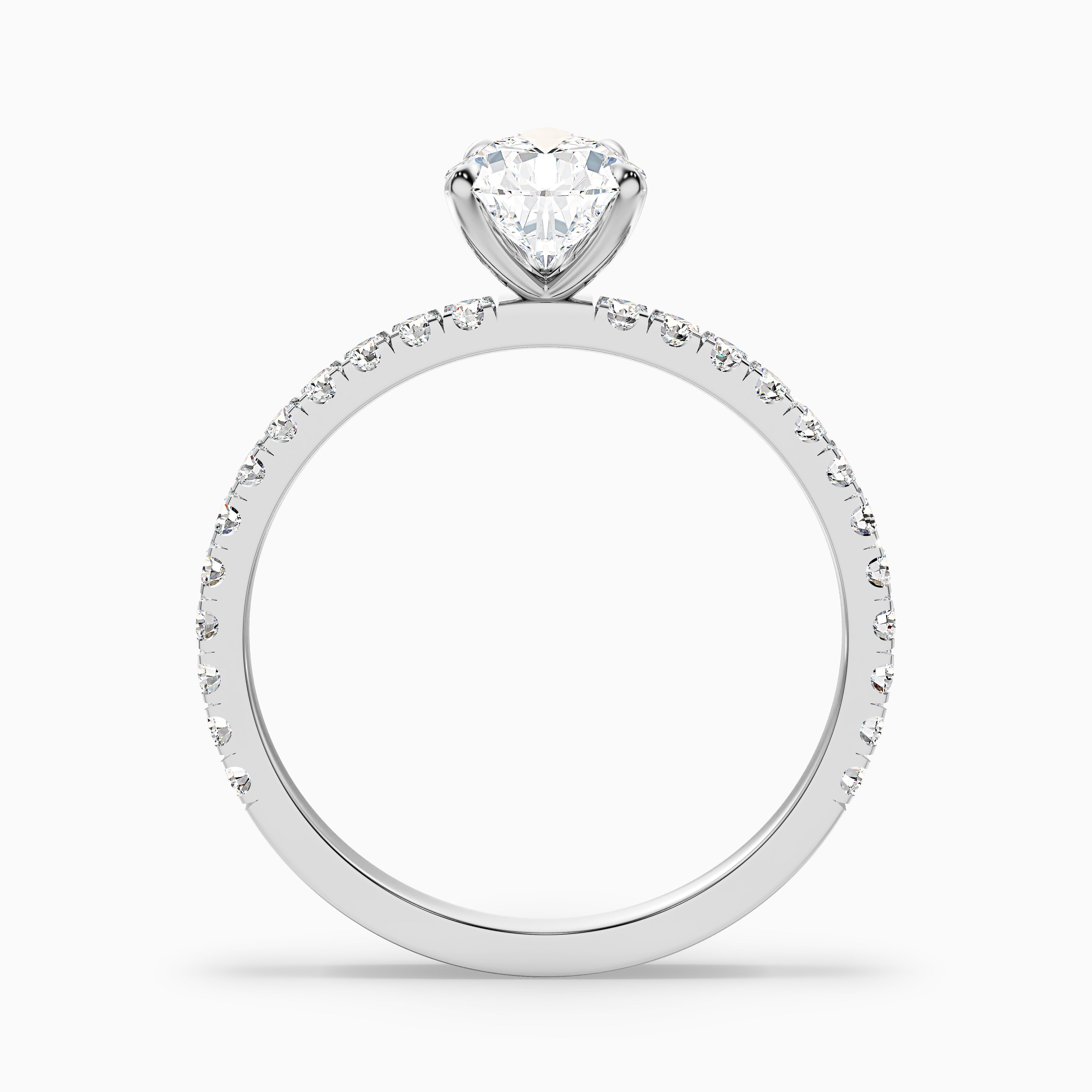 Clarita Pear Side Stone Pave Moissanite Diamond Ring