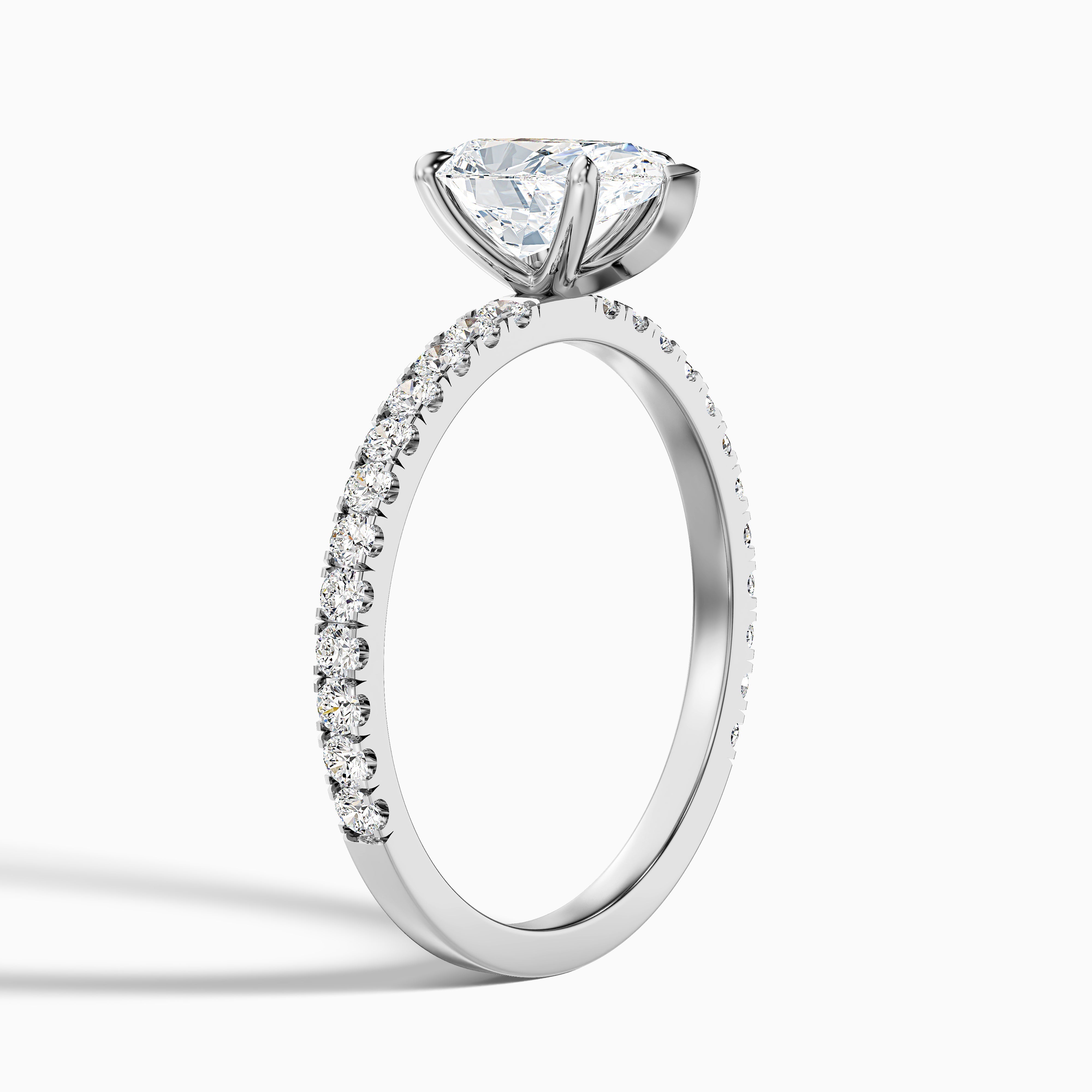 Clarita Pear Side Stone Pave Lab Grown Diamond Ring