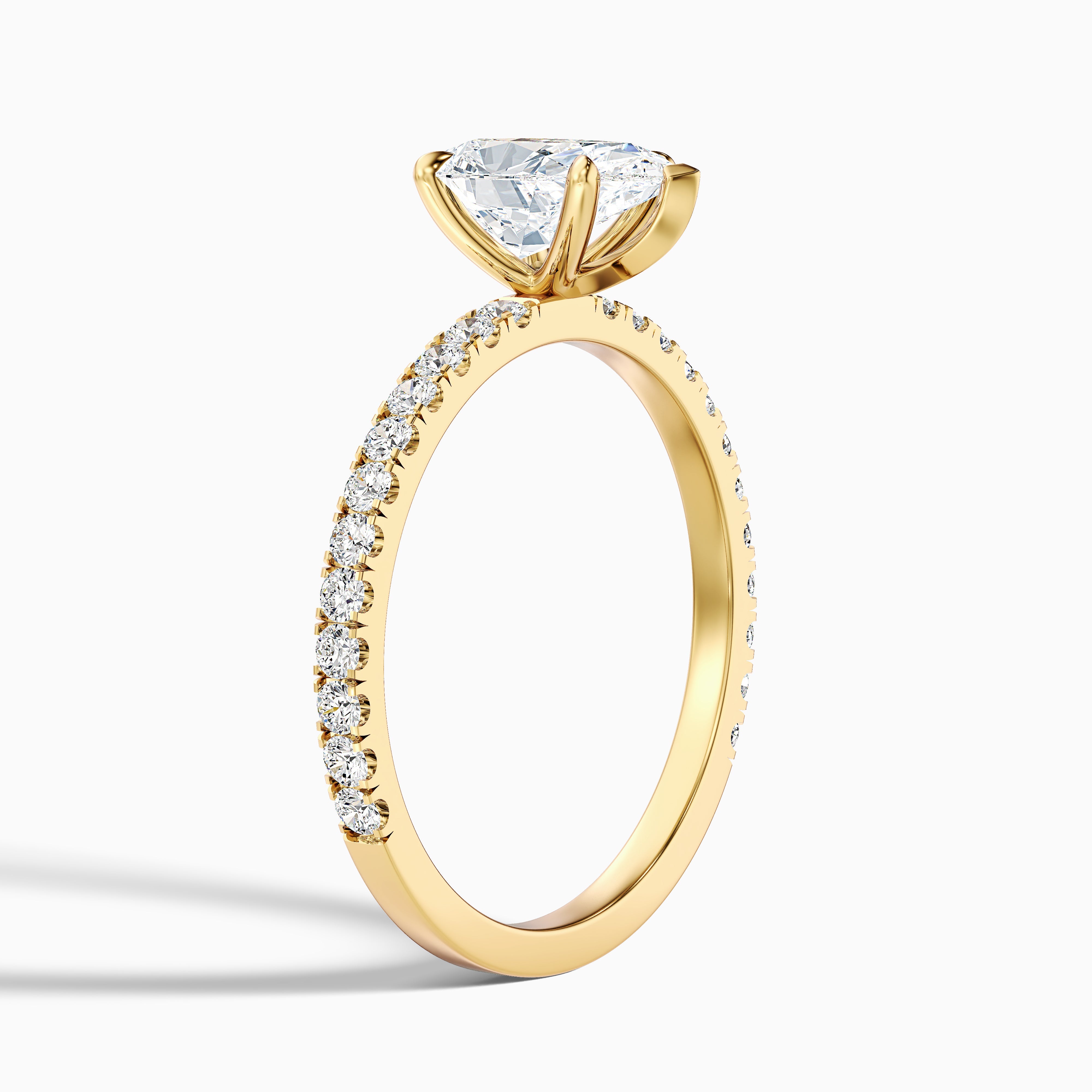 Clarita Pear Side Stone Pave Lab Grown Diamond Ring
