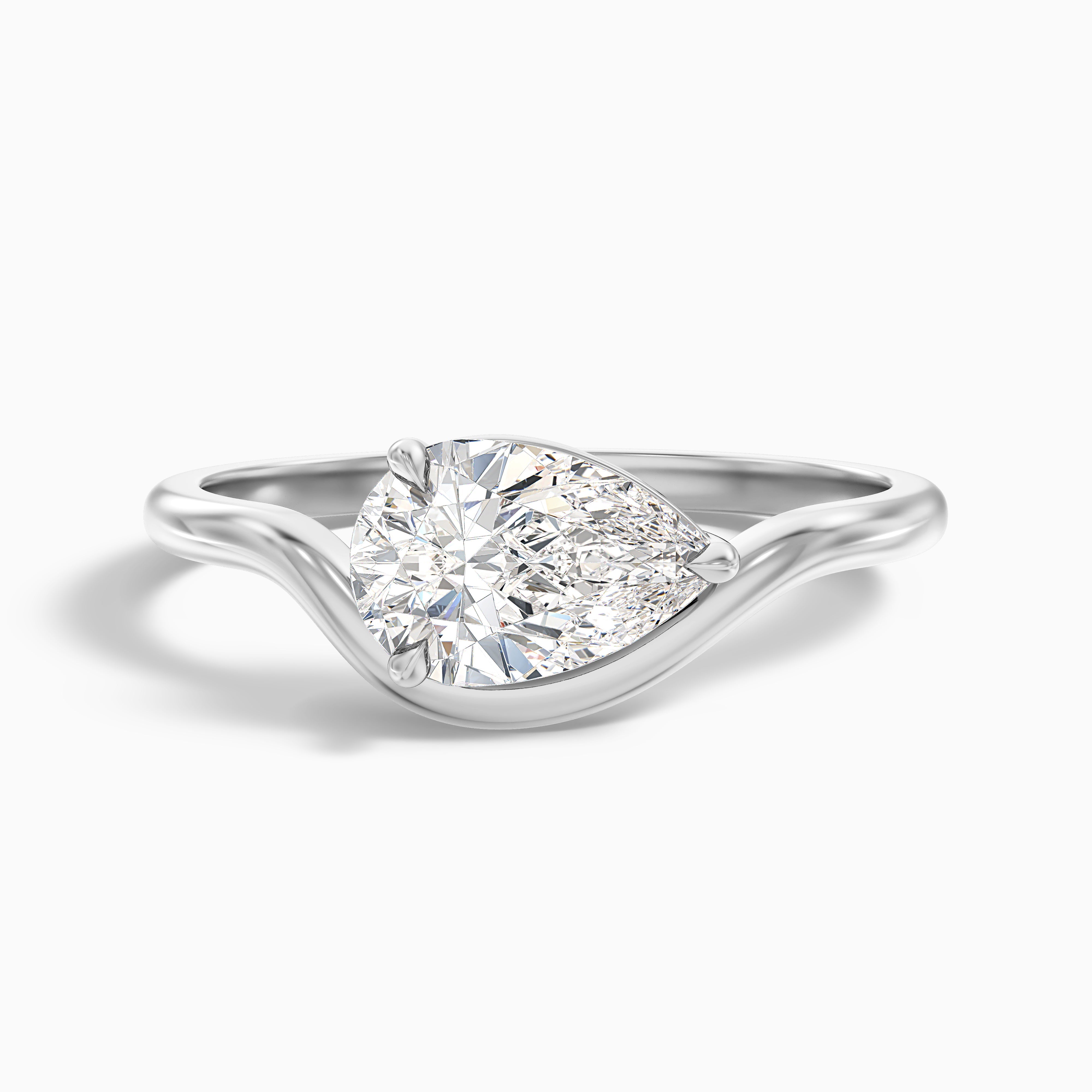 Averie Pear Cut East West Solitaire Lab Grown Diamond Ring