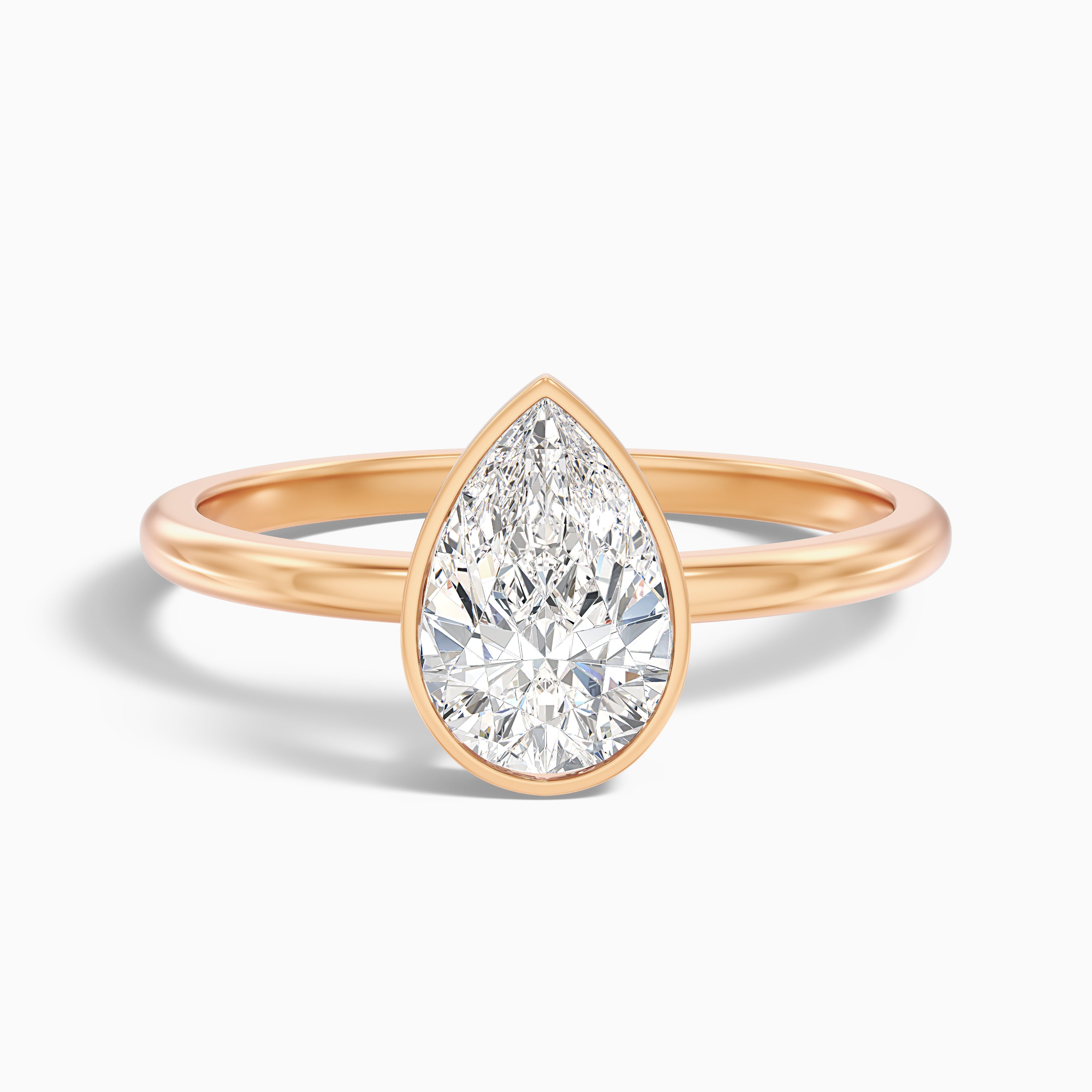 Caitlyn Pear Cut Bezel Moissanite Diamond Engagement Ring