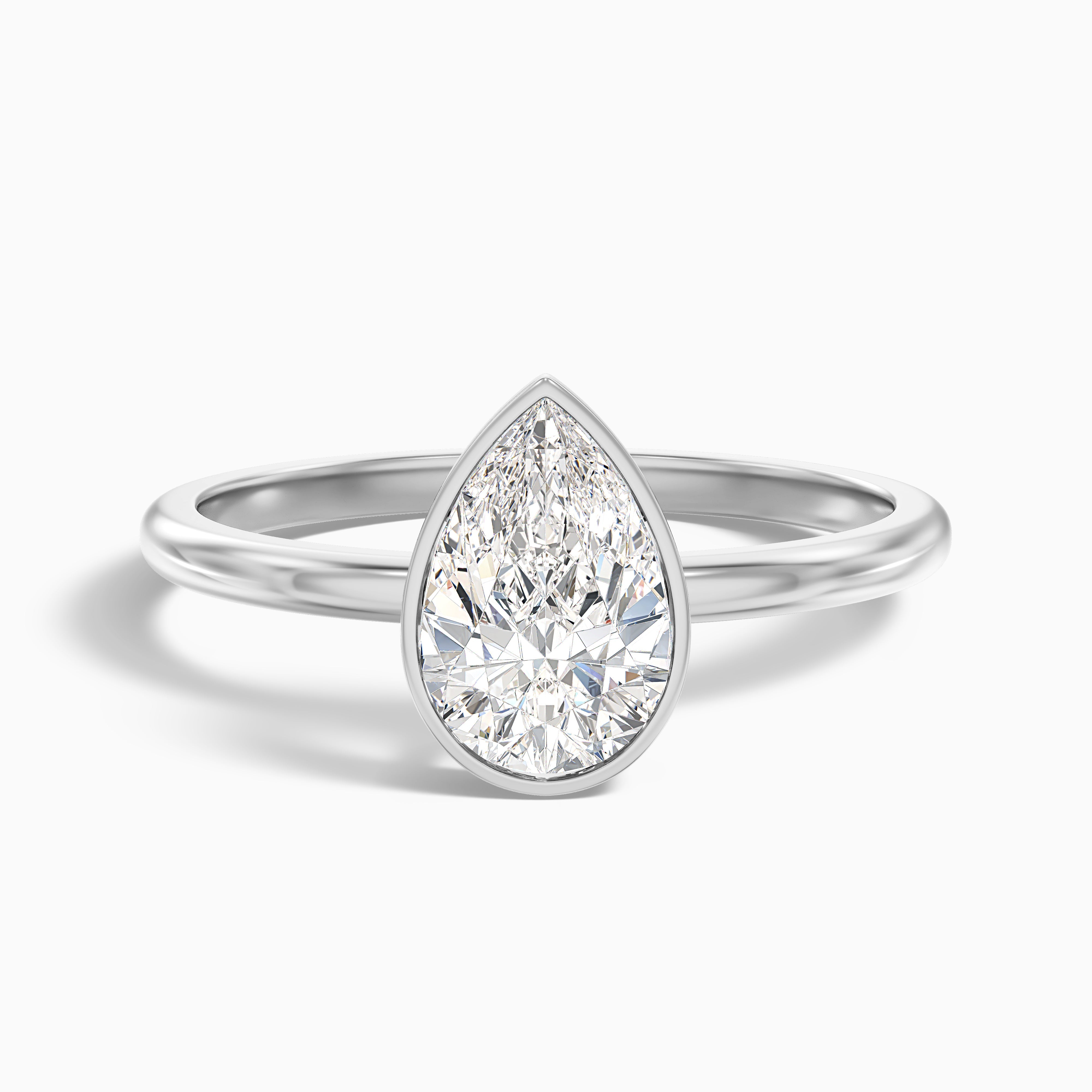 Caitlyn Pear Cut Bezel Moissanite Diamond Engagement Ring