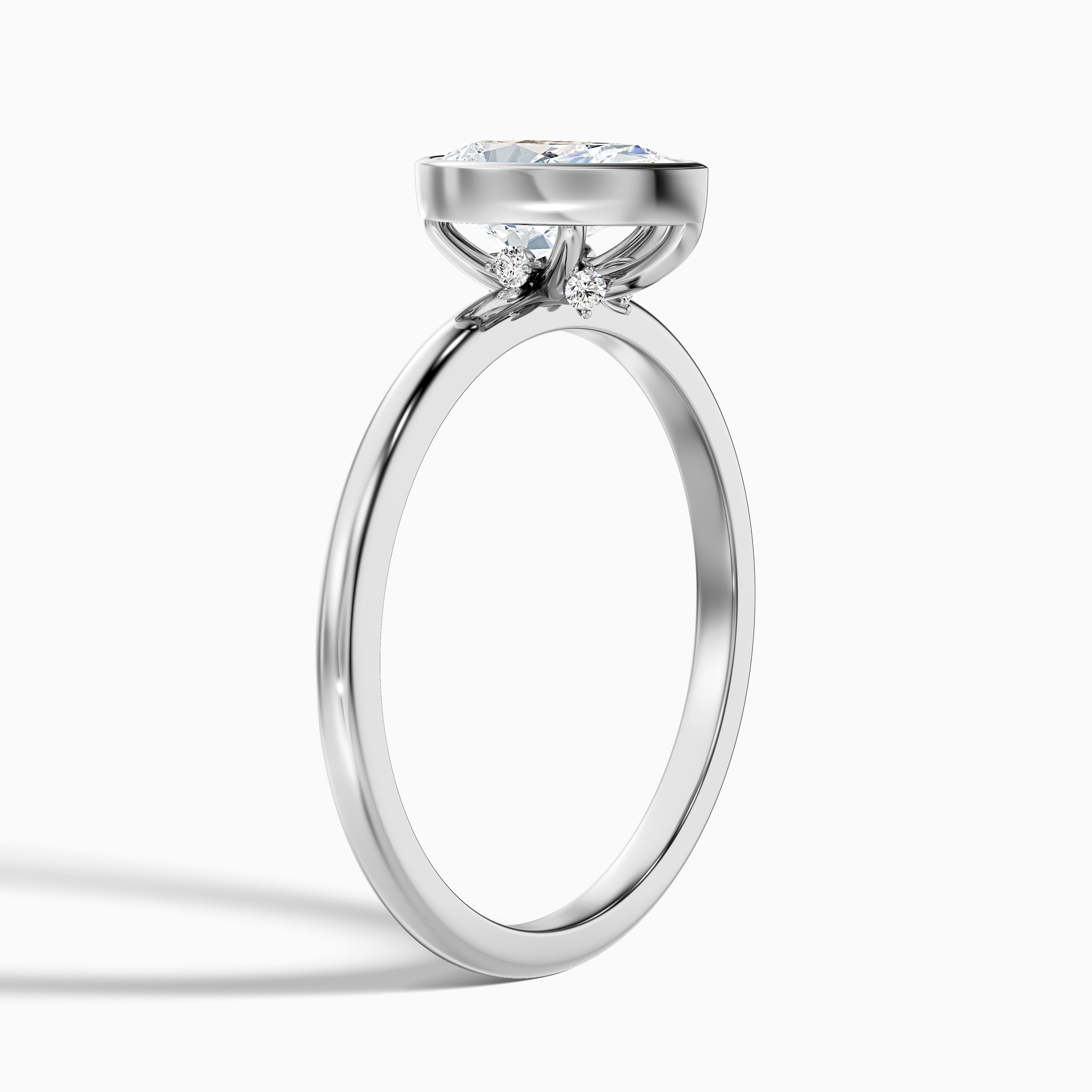 Caitlyn Pear Cut Bezel Lab Grown Diamond Engagement Ring