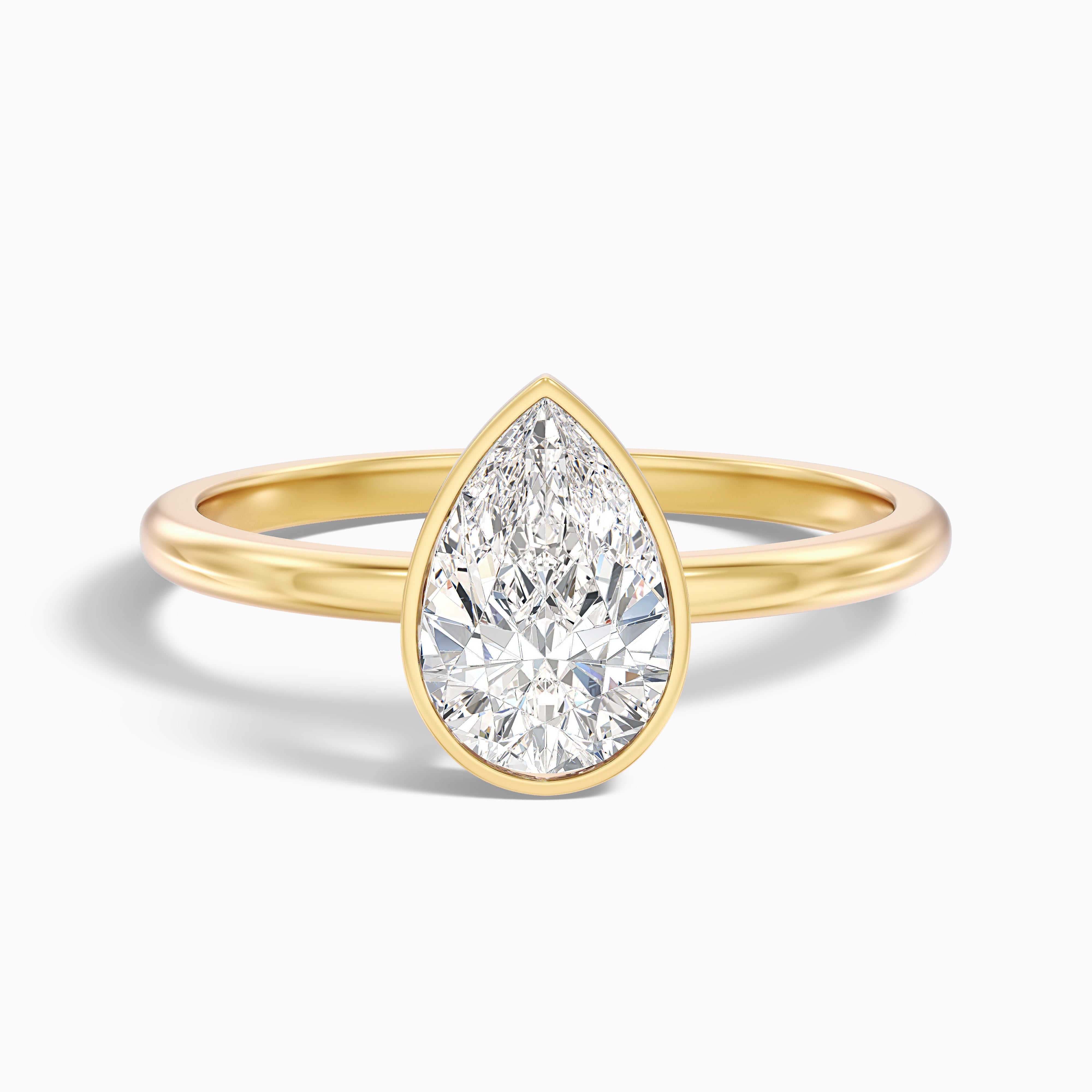 Caitlyn Pear Cut Bezel Lab Grown Diamond Engagement Ring