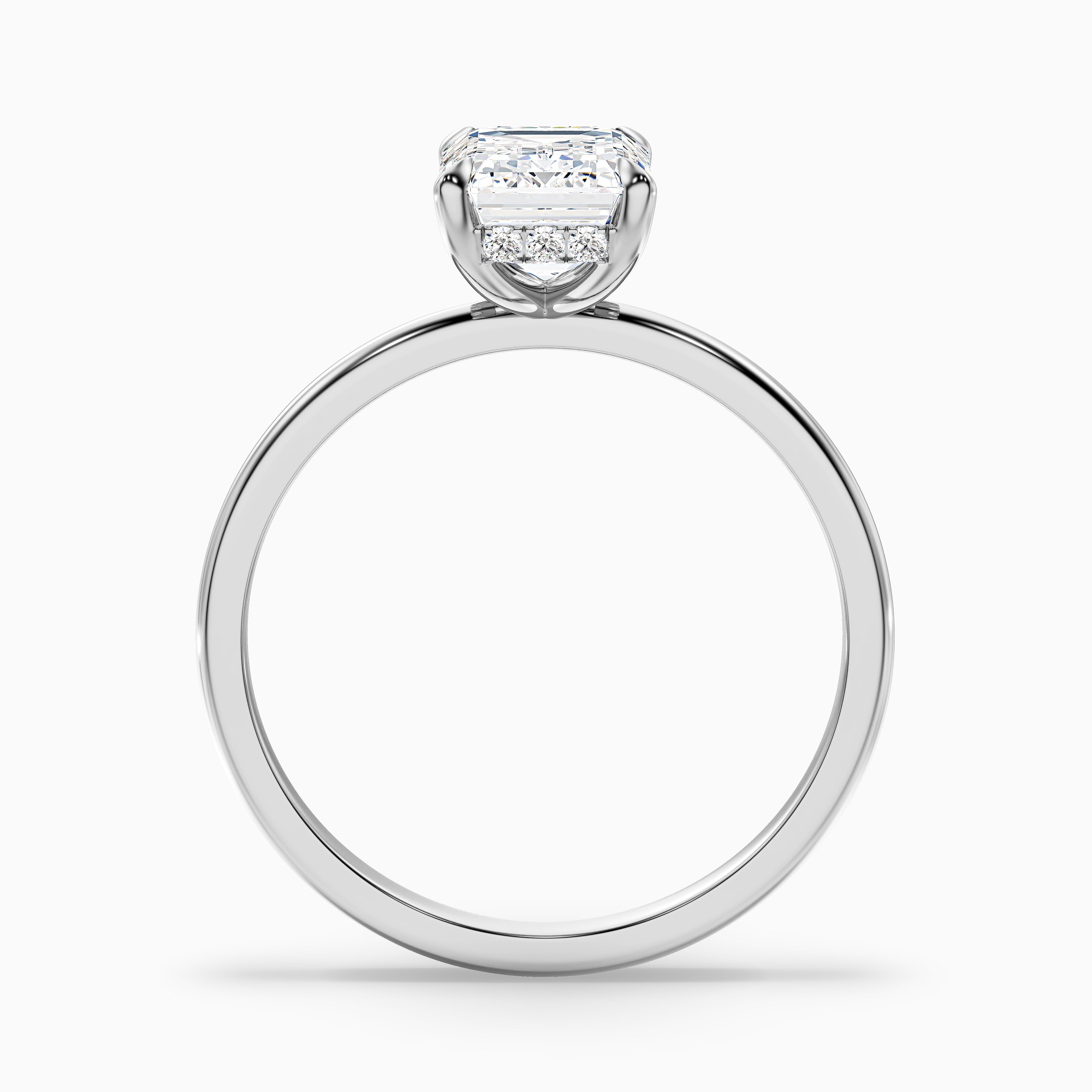 Zaylee Emerald Cut Hidden Halo Lab Grown Diamond Ring