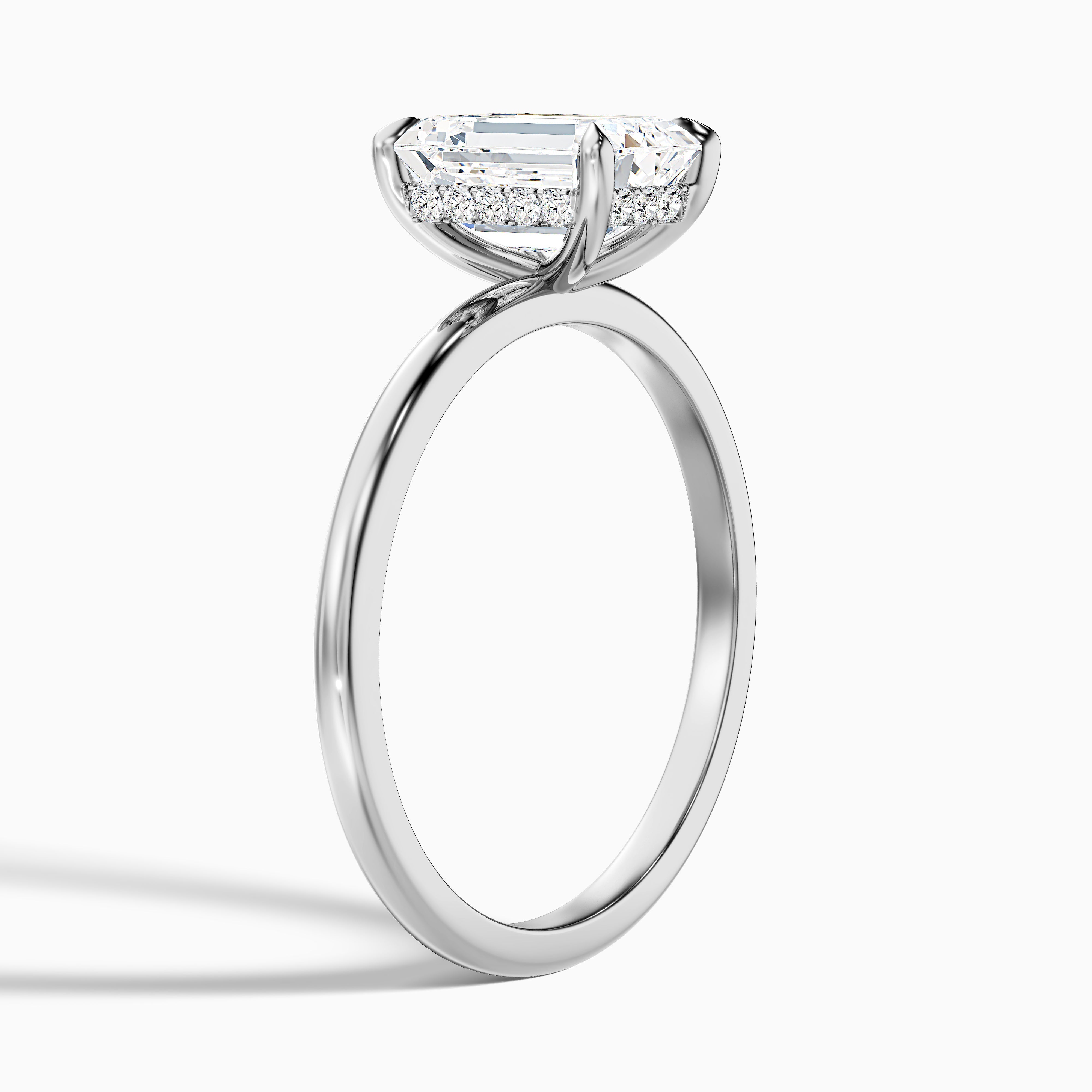 Zaylee Emerald Cut Hidden Halo Lab Grown Diamond Ring