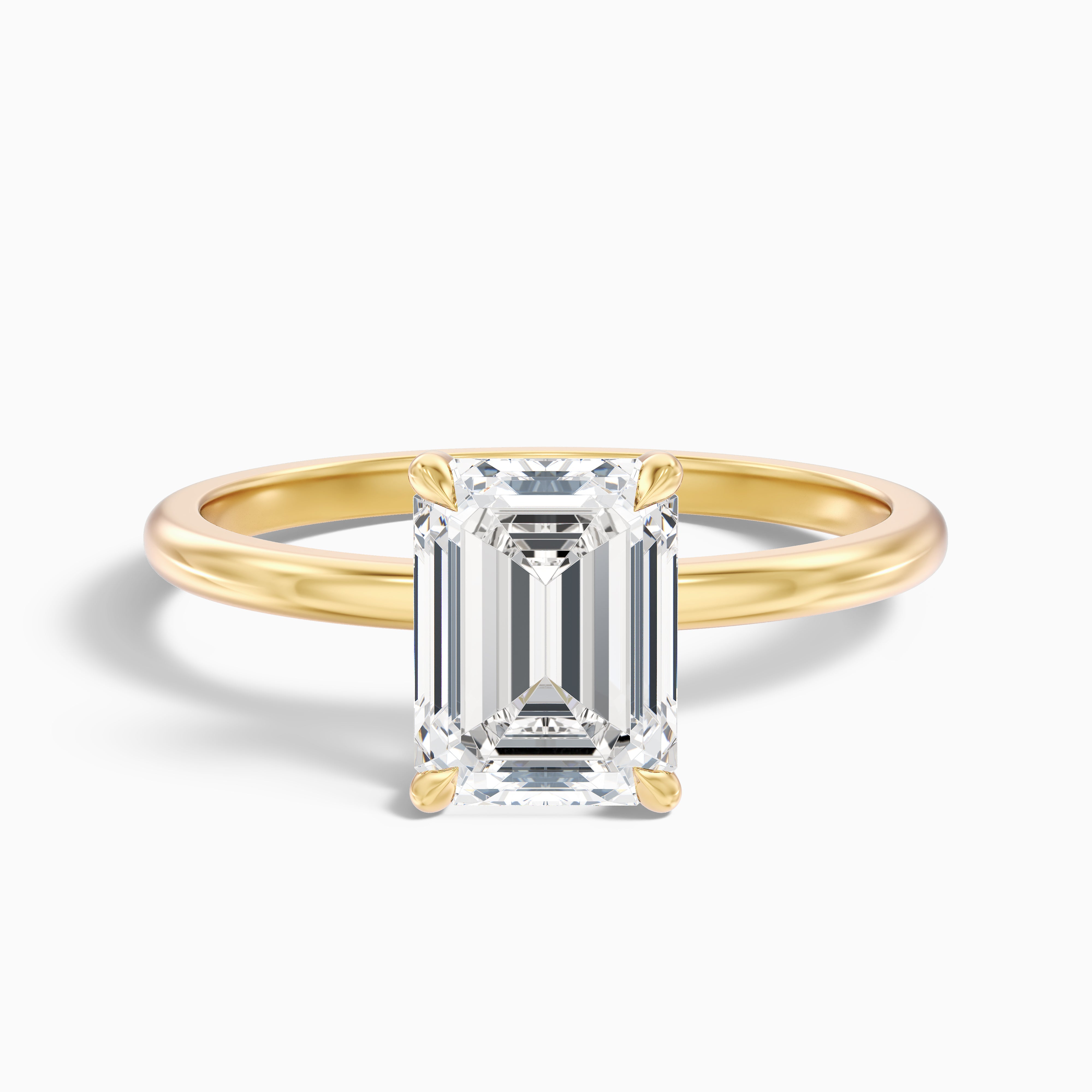 Zaylee Emerald Cut Hidden Halo Lab Grown Diamond Ring