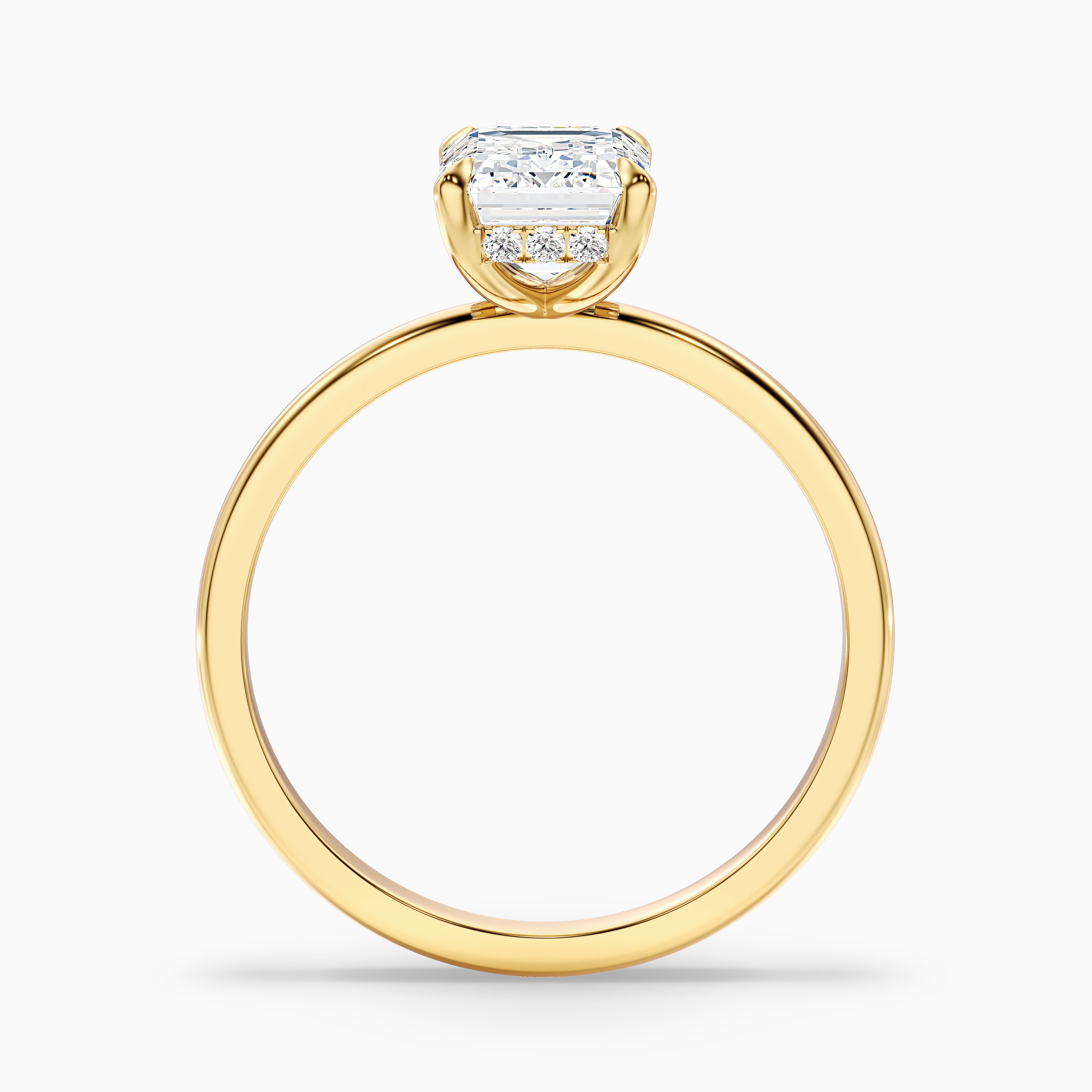 Zaylee Emerald Cut Hidden Halo Moissanite Diamond Ring