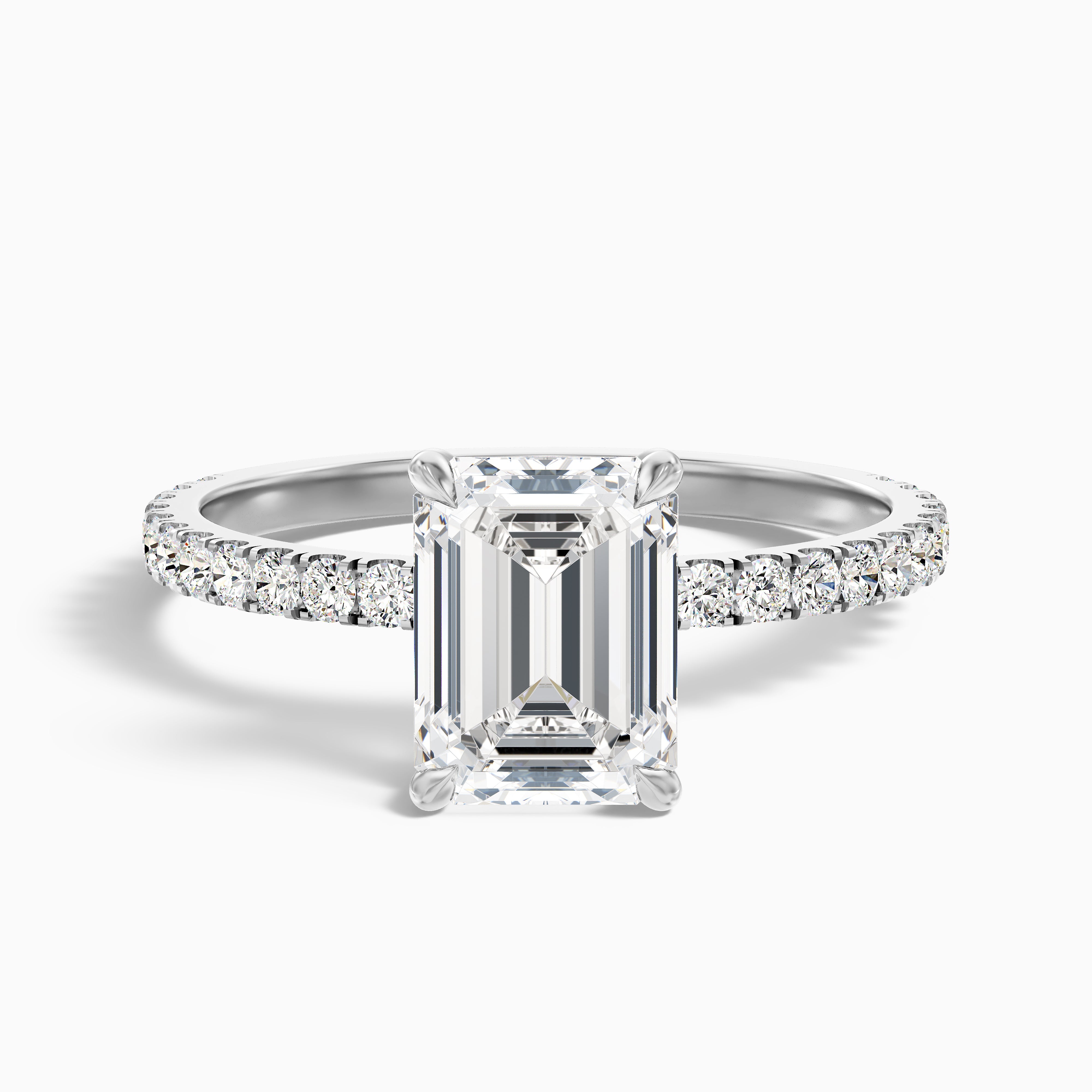 Viviana Emerald Cut Hidden Halo Pave Lab Grown Diamond Ring