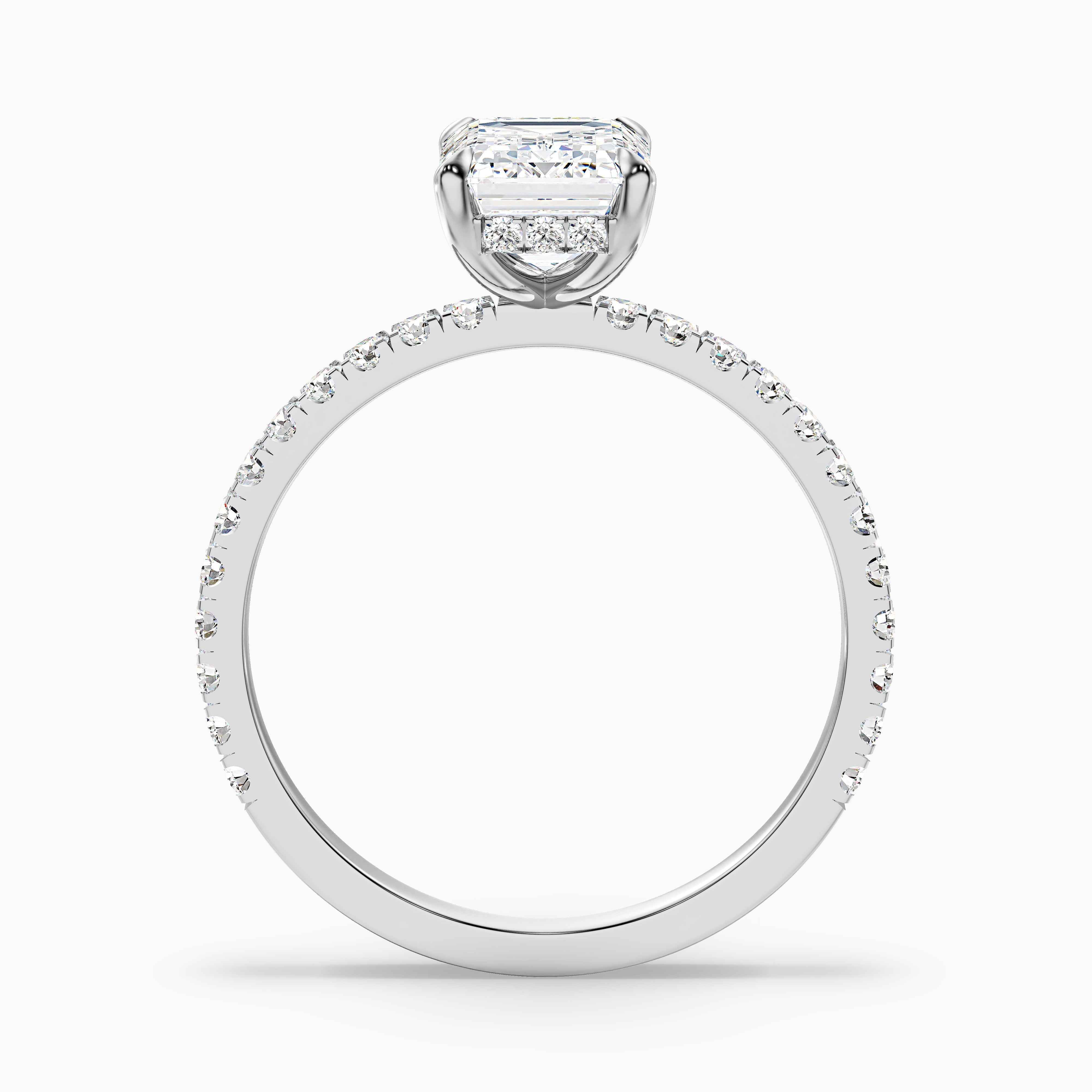 Viviana Emerald Cut Hidden Halo Pave Lab Grown Diamond Ring