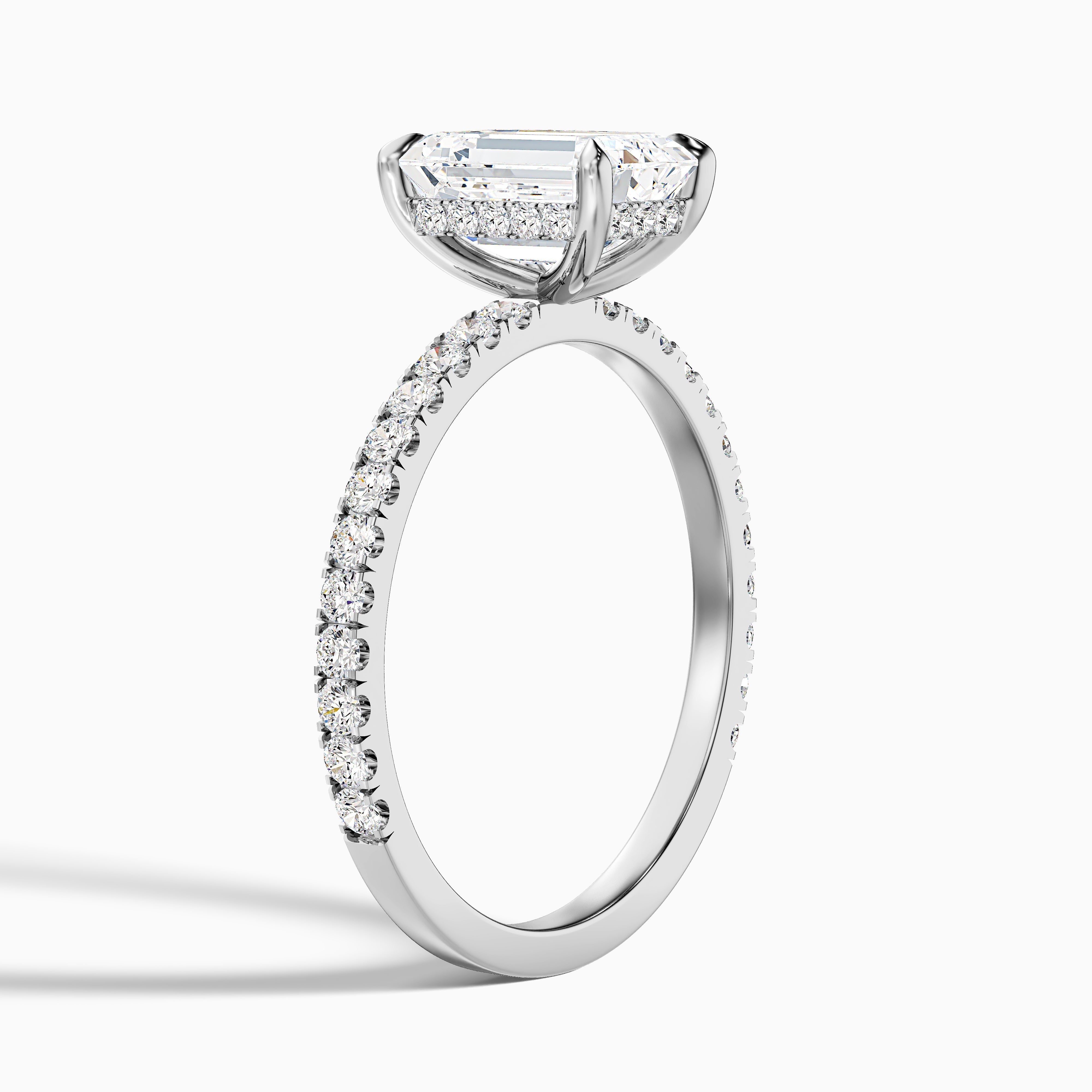 Viviana Emerald Cut Hidden Halo Pave Lab Grown Diamond Ring
