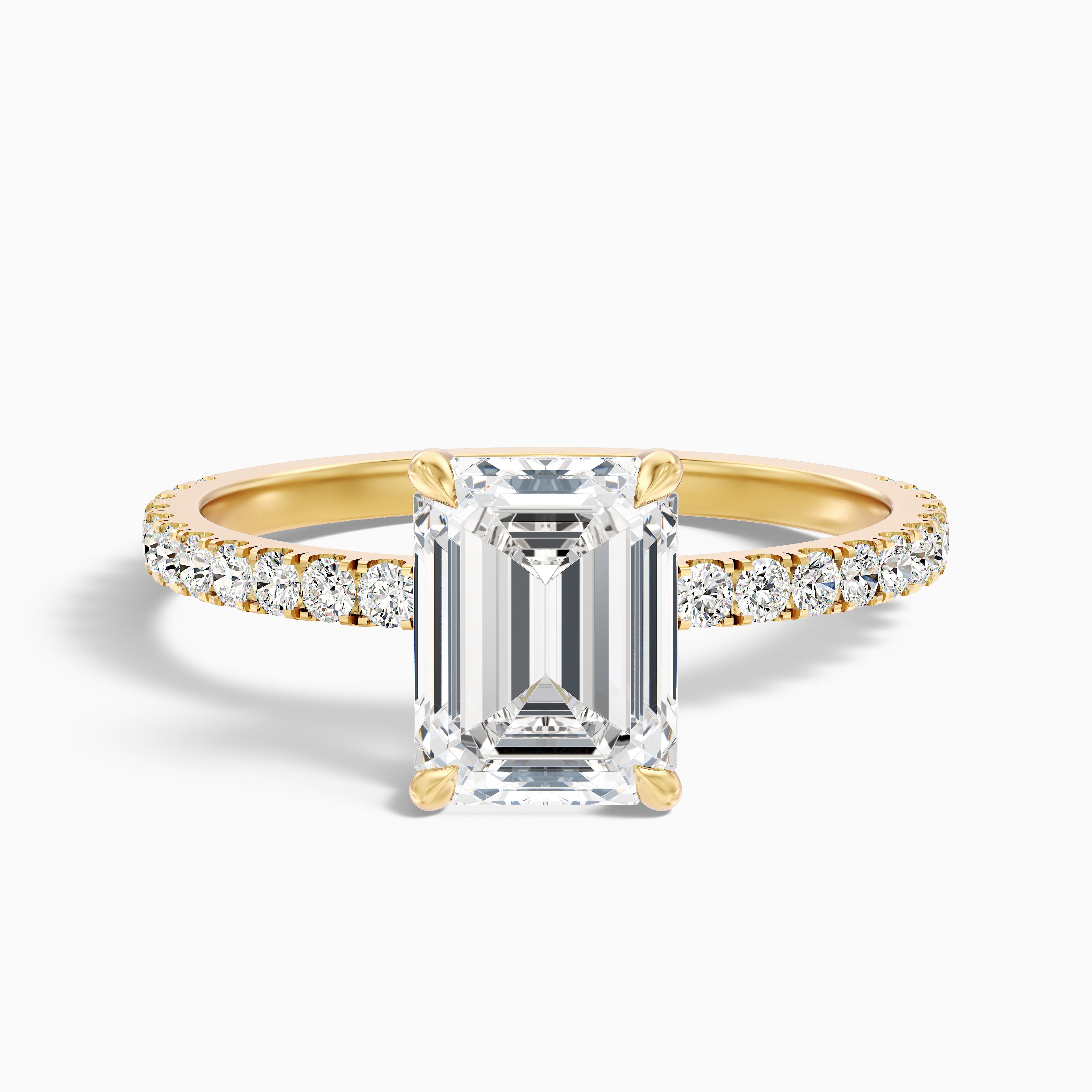 Viviana Emerald Cut Hidden Halo Pave Moissanite Diamond Ring