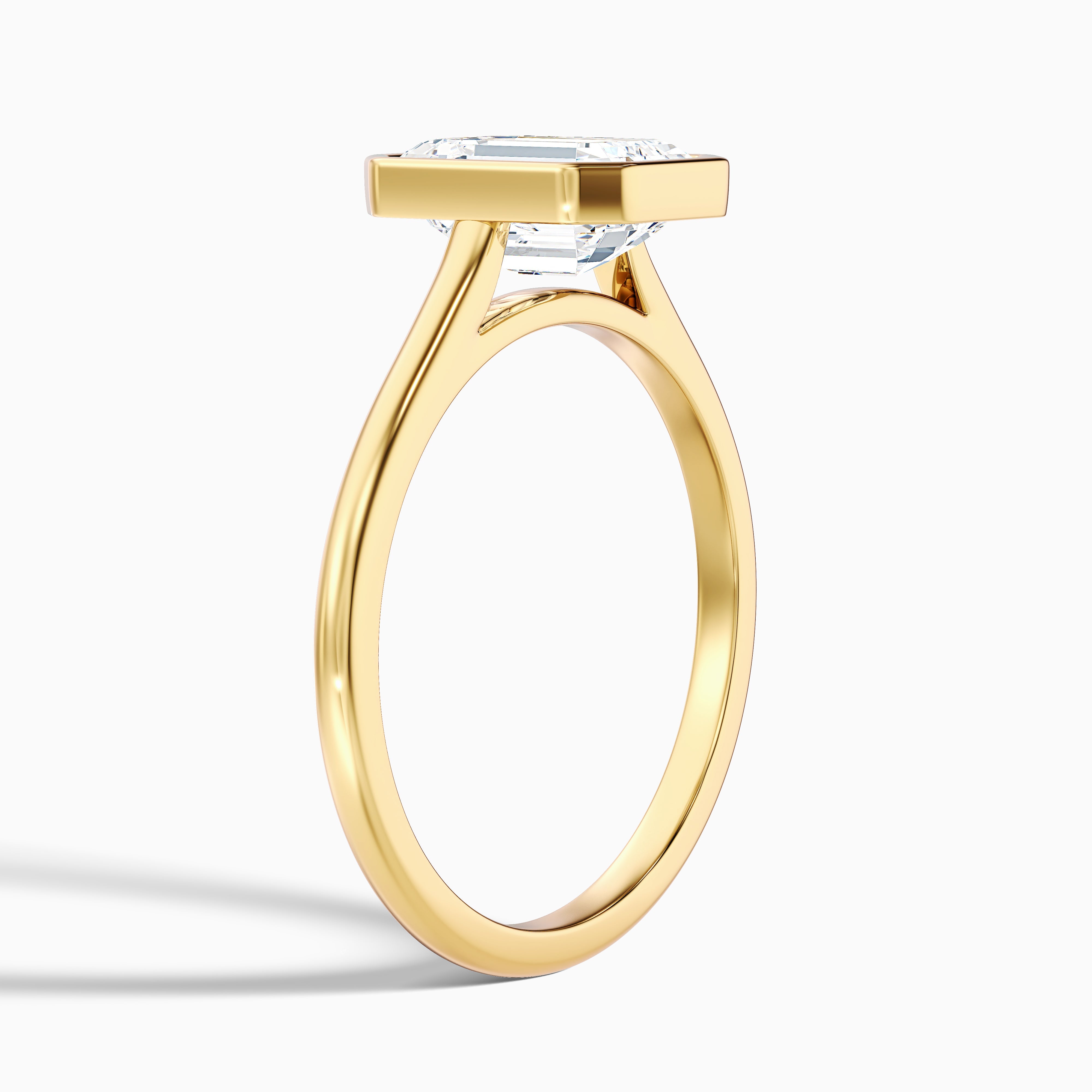 Amara Emerald Bezel Set Solitaire Moissanite Diamond Ring