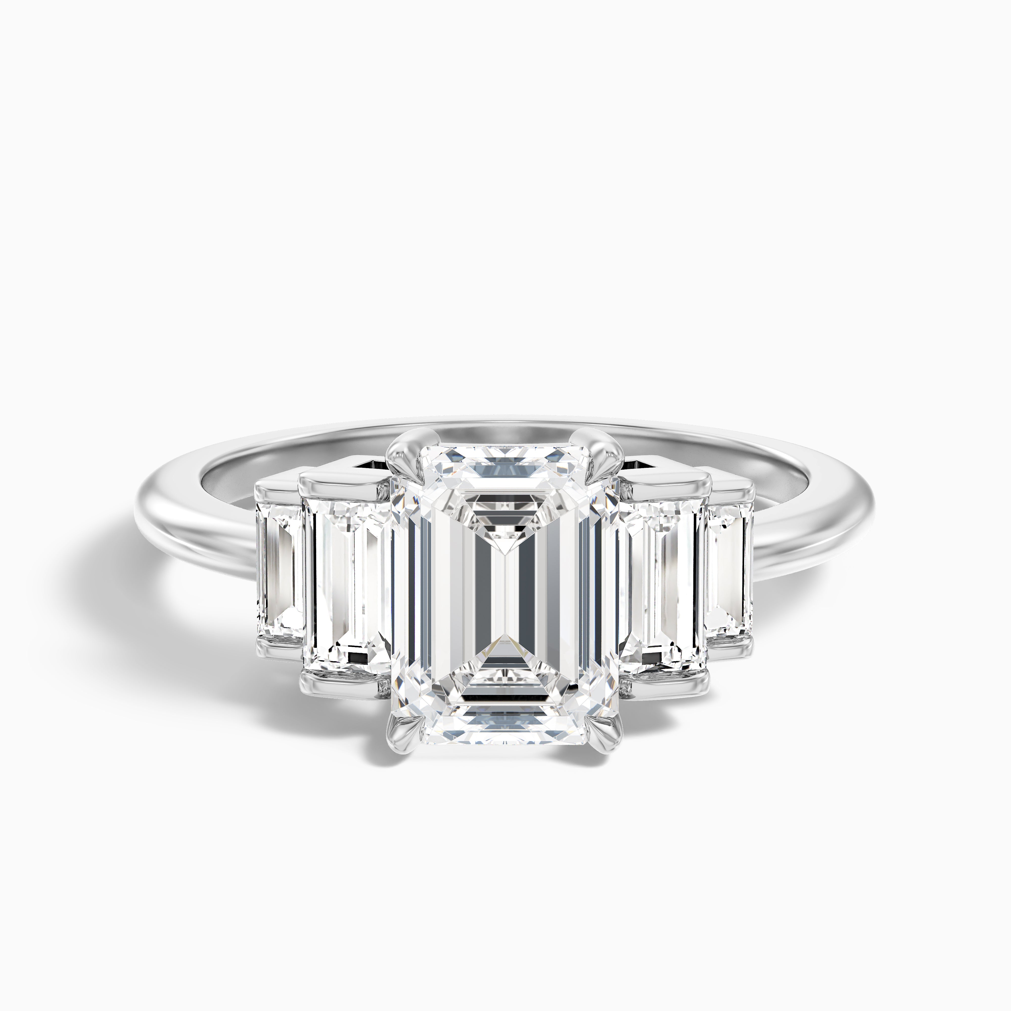 Karisma Five Stone Emerald Cut Moissanite Diamond Ring