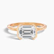 Sarina Emerald Cut East West Solitaire Moissanite Diamond Ring