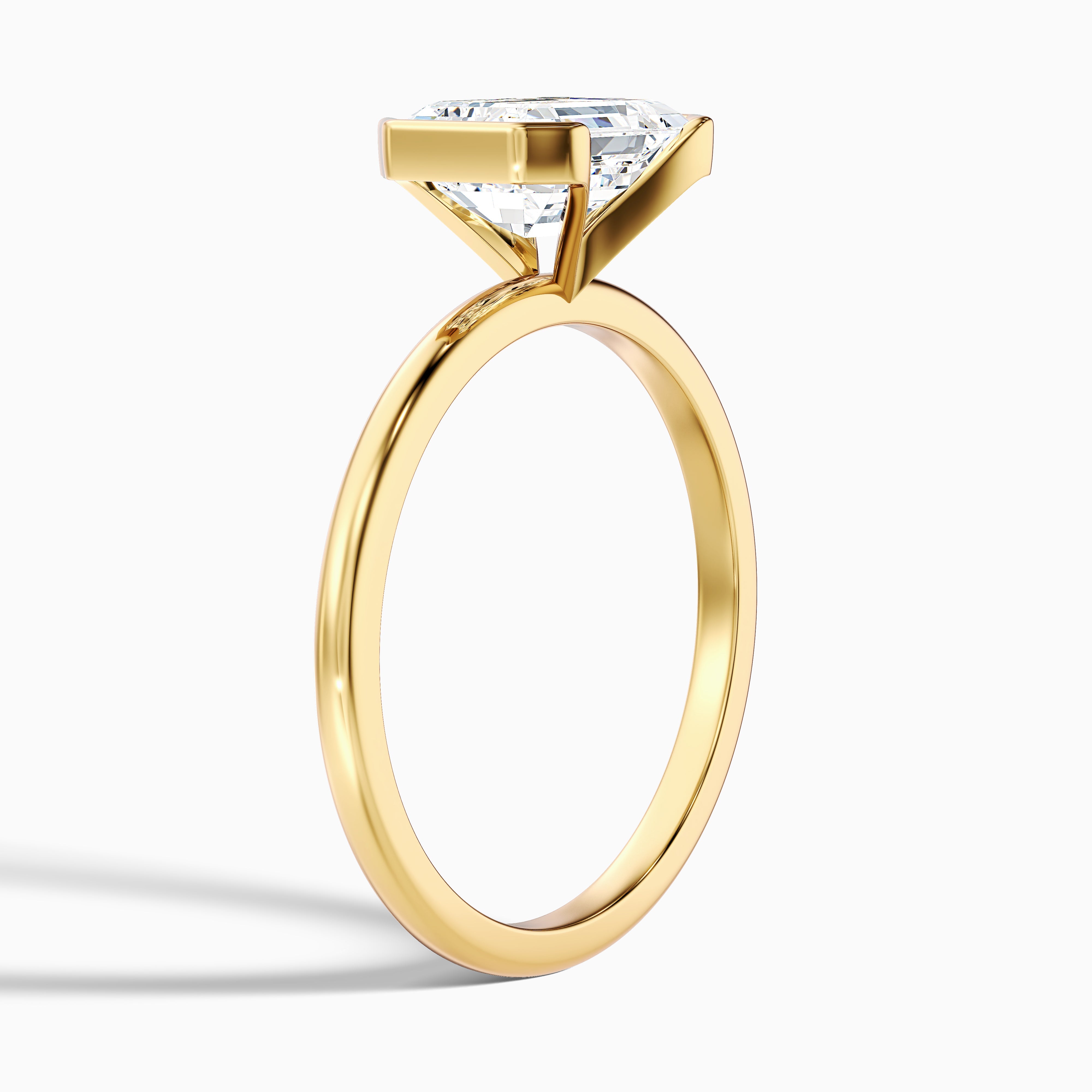 Sarina Emerald Cut East West Solitaire Moissanite Diamond Ring