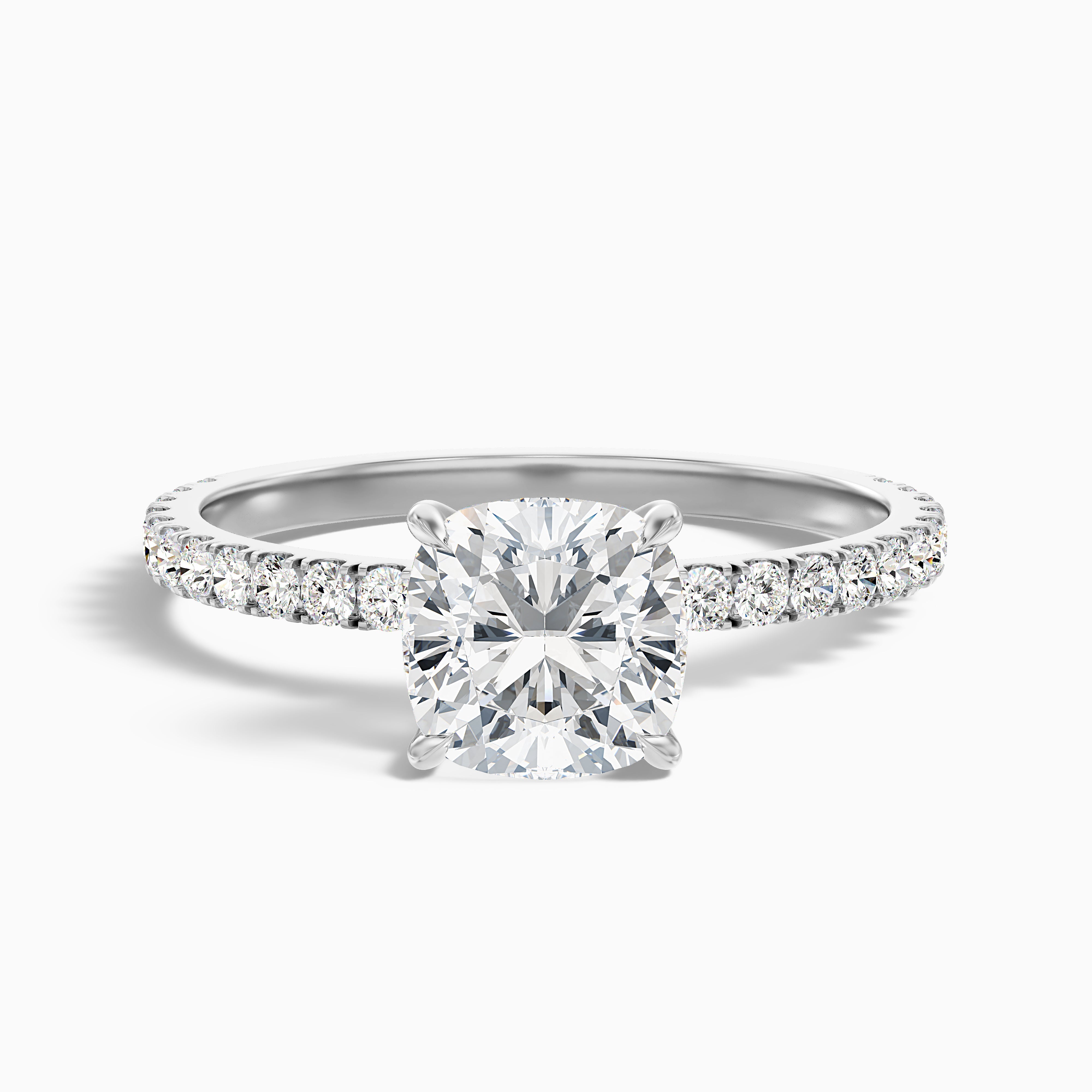 Roberta Cushion Cut Hidden Halo Pave Moissanite Diamond Ring