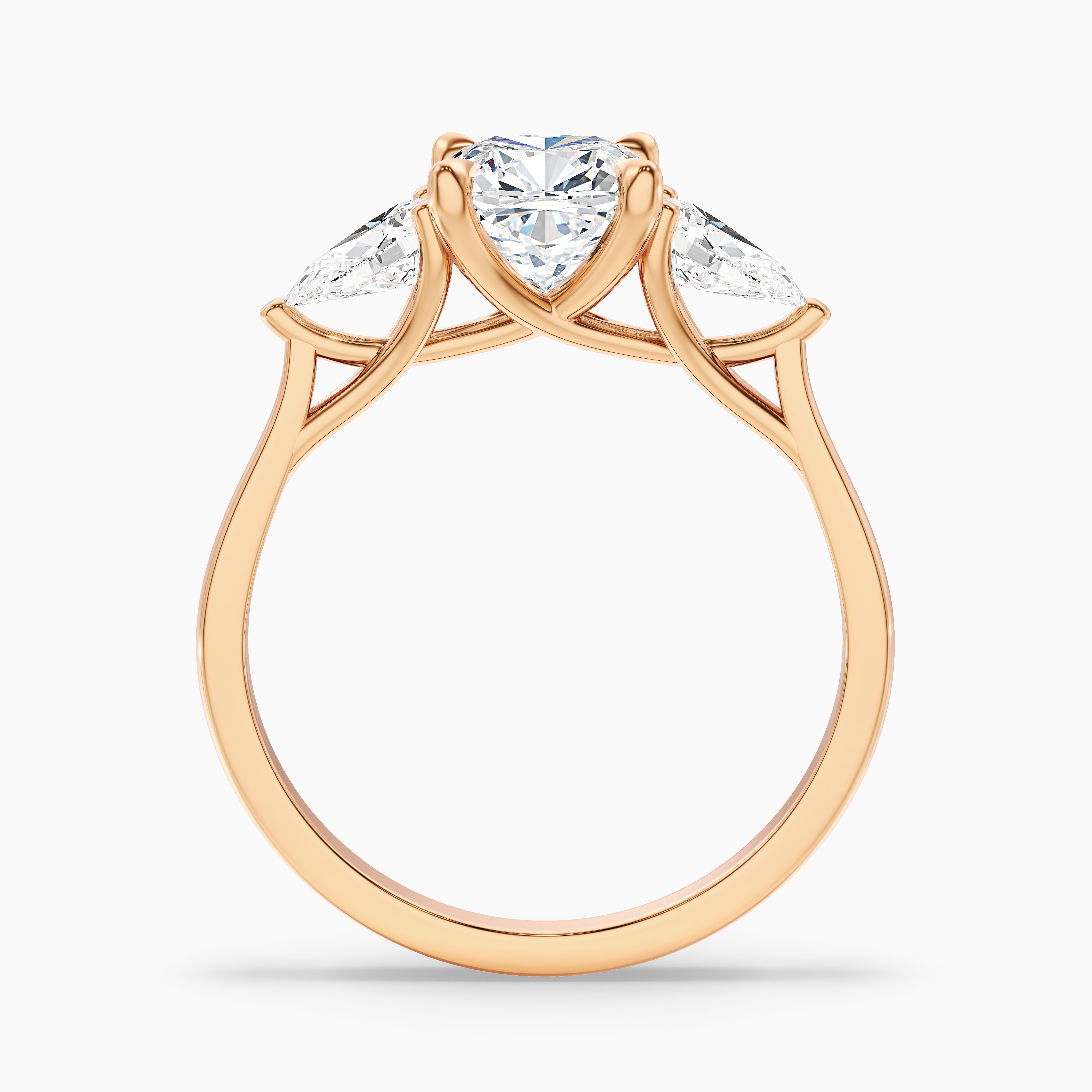 Raelyn Three Stone Cushion Moissanite Diamond Ring With Pear Side Stone