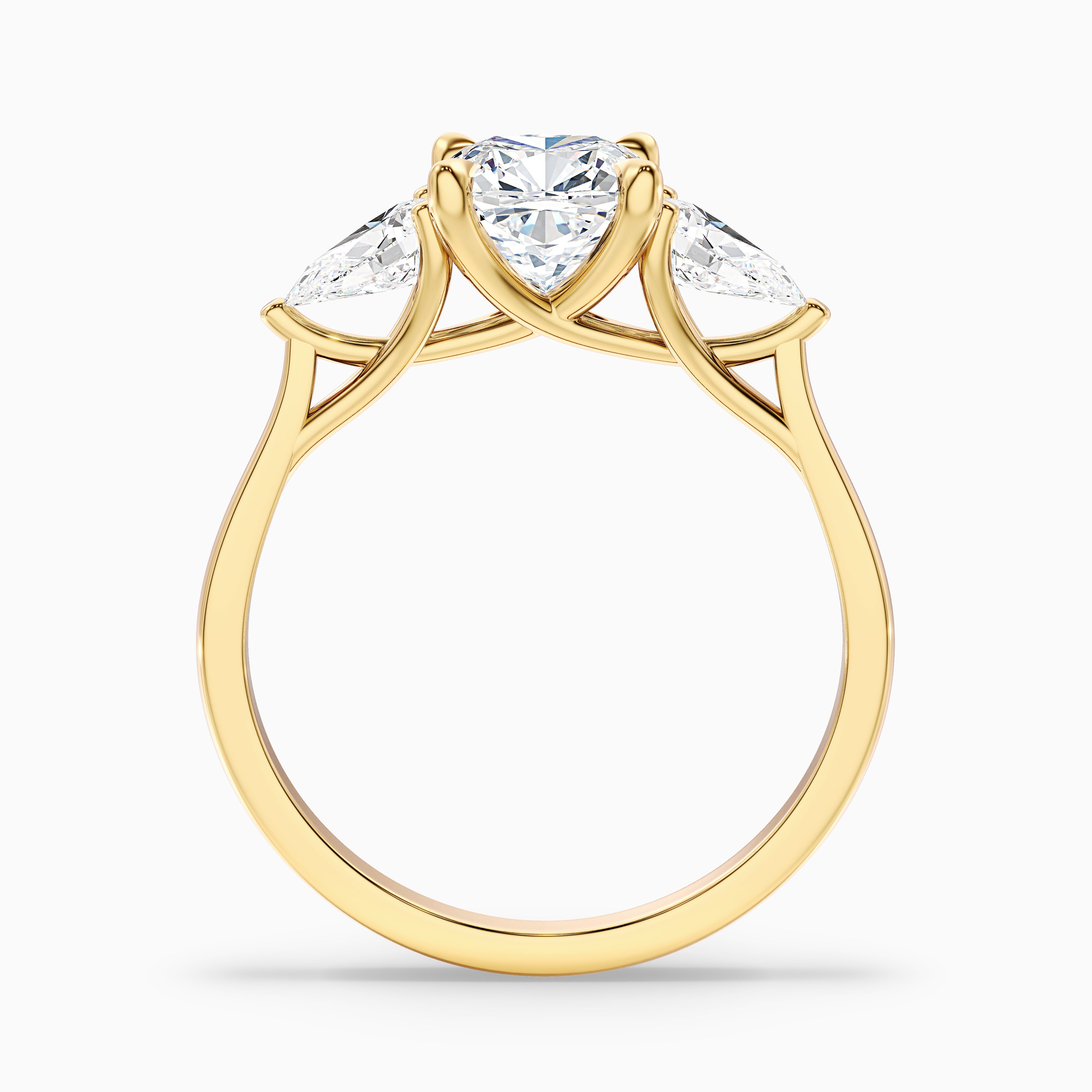 Raelyn Three Stone Cushion Lab Grown Diamond Ring With Pear Side Stone