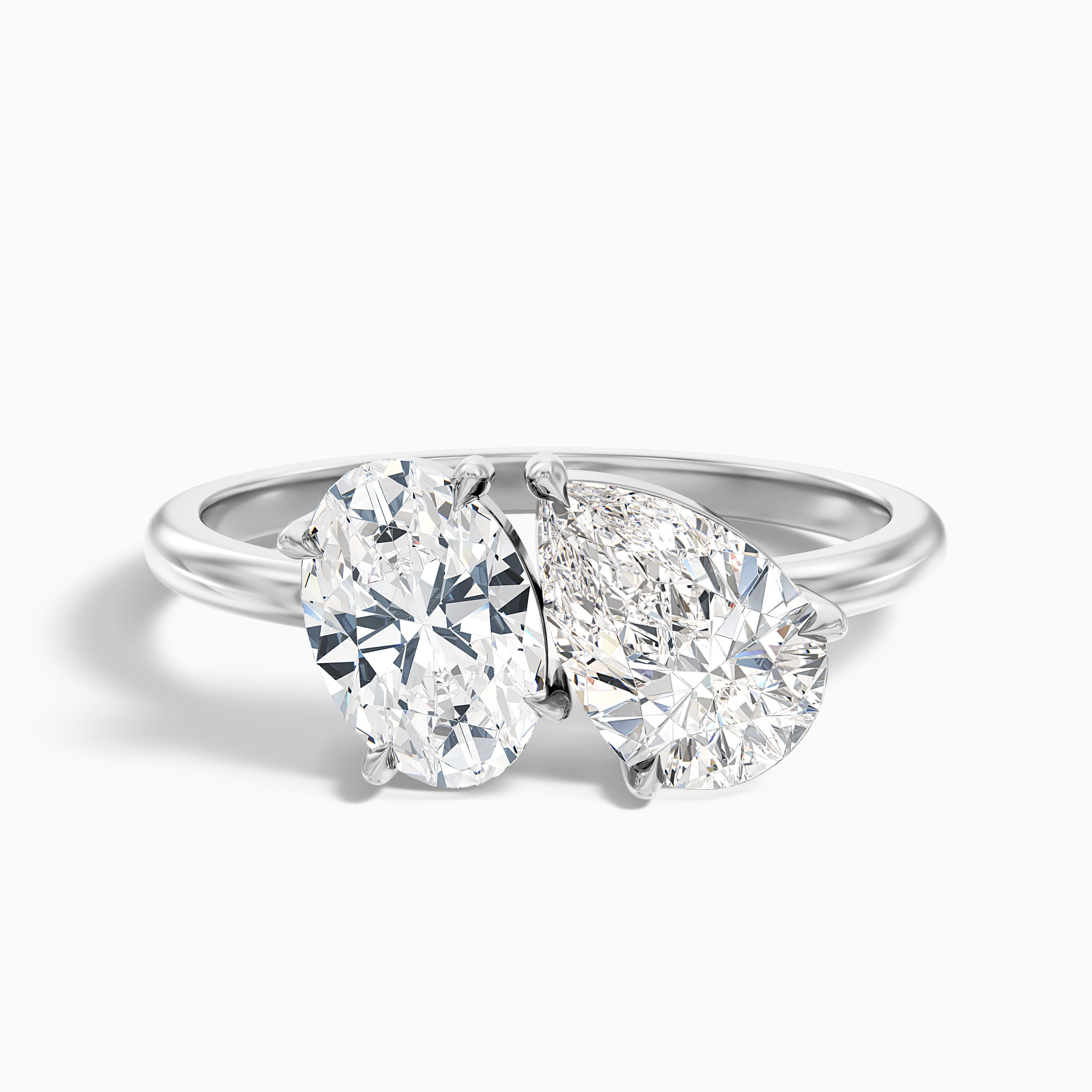 Hailey Toi Et Moi Moissanite Diamond Ring With Oval and Pear Cut Diamonds