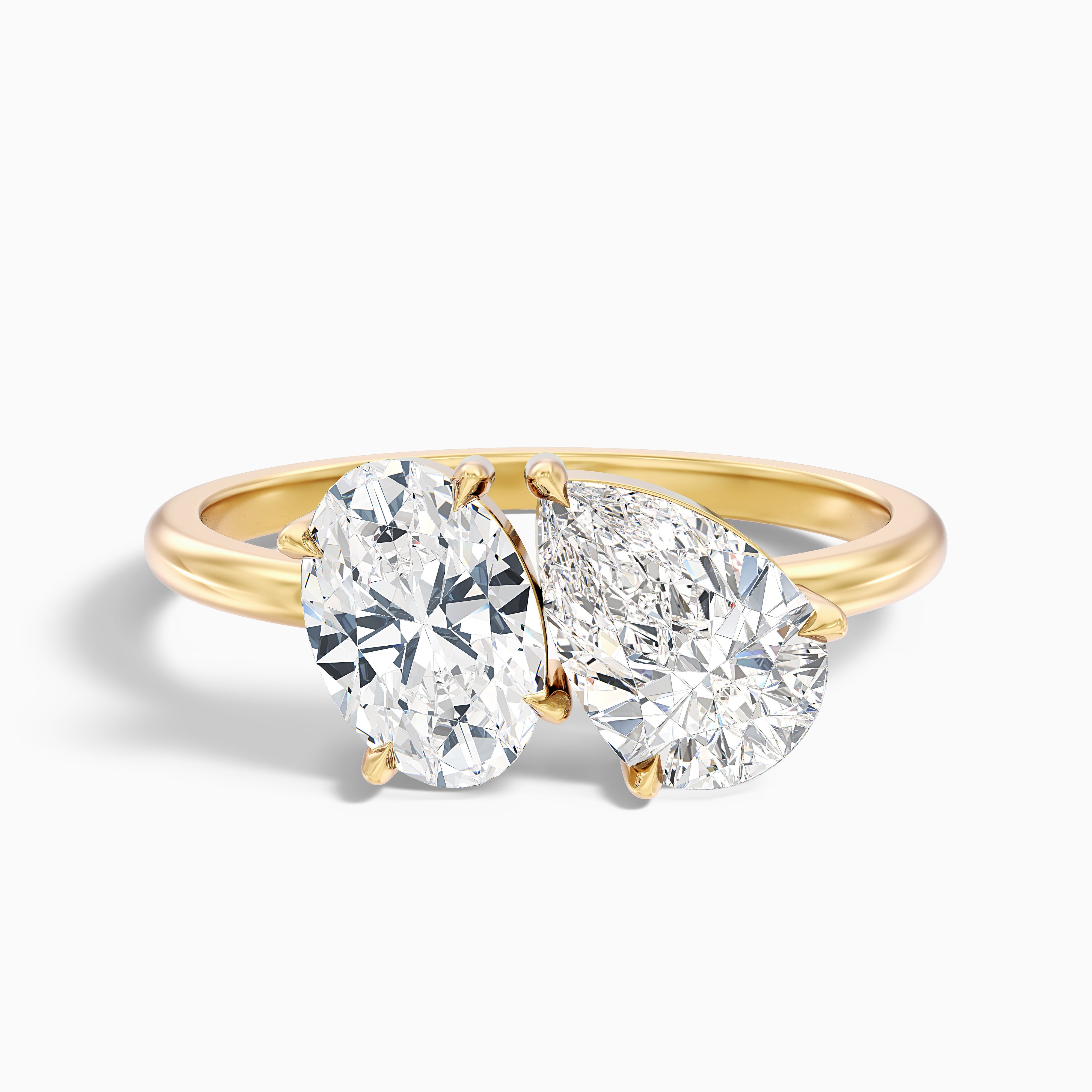 Hailey Toi Et Moi Lab Grown Diamond Ring With Oval and Pear Cut Diamonds