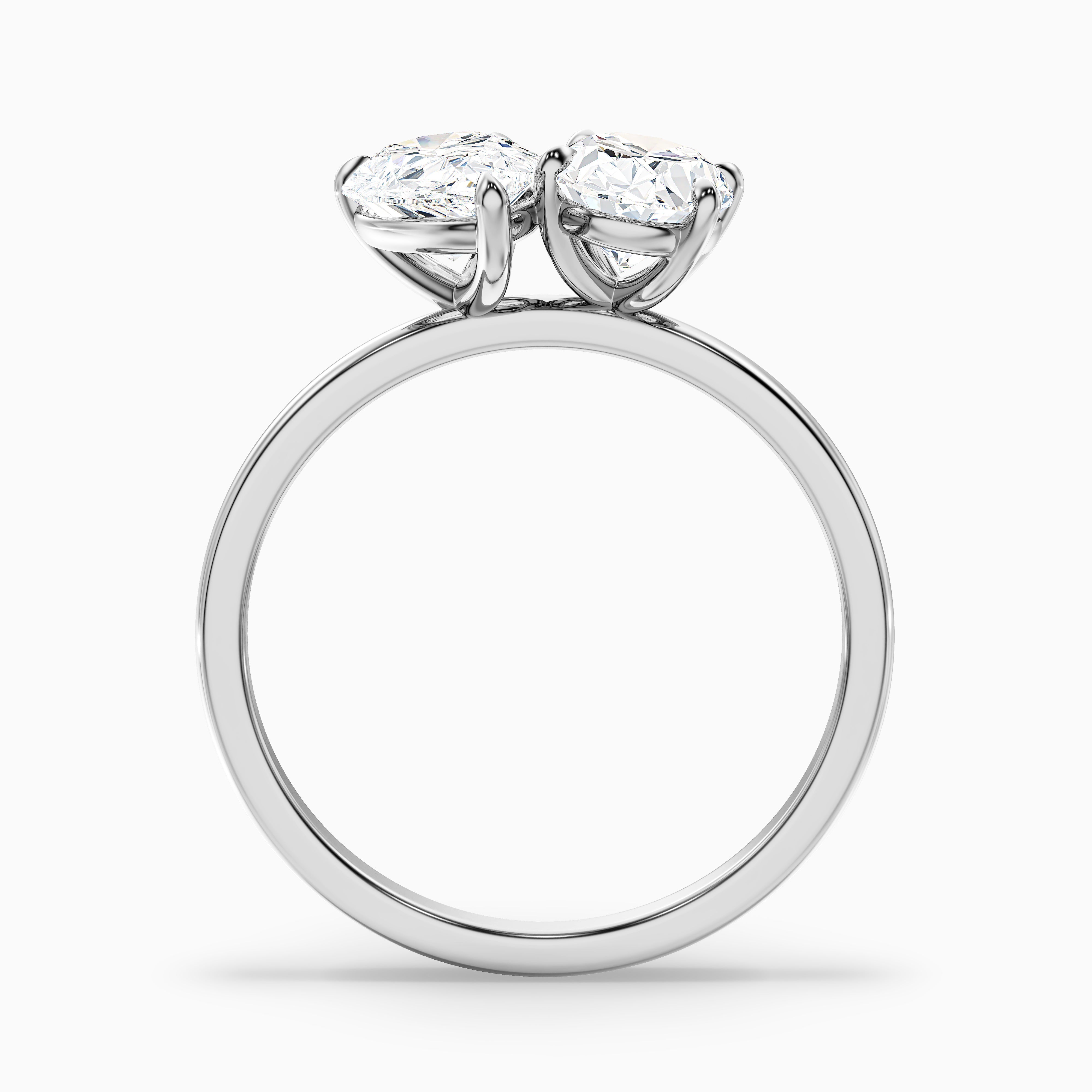 Juliana Toi Et Moi Moissanite Diamond Ring With Pear and Oval Cut Diamonds