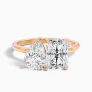 Brienna Toi Et Moi Moissanite Diamond Ring With Pear and Radiant Cut Diamonds