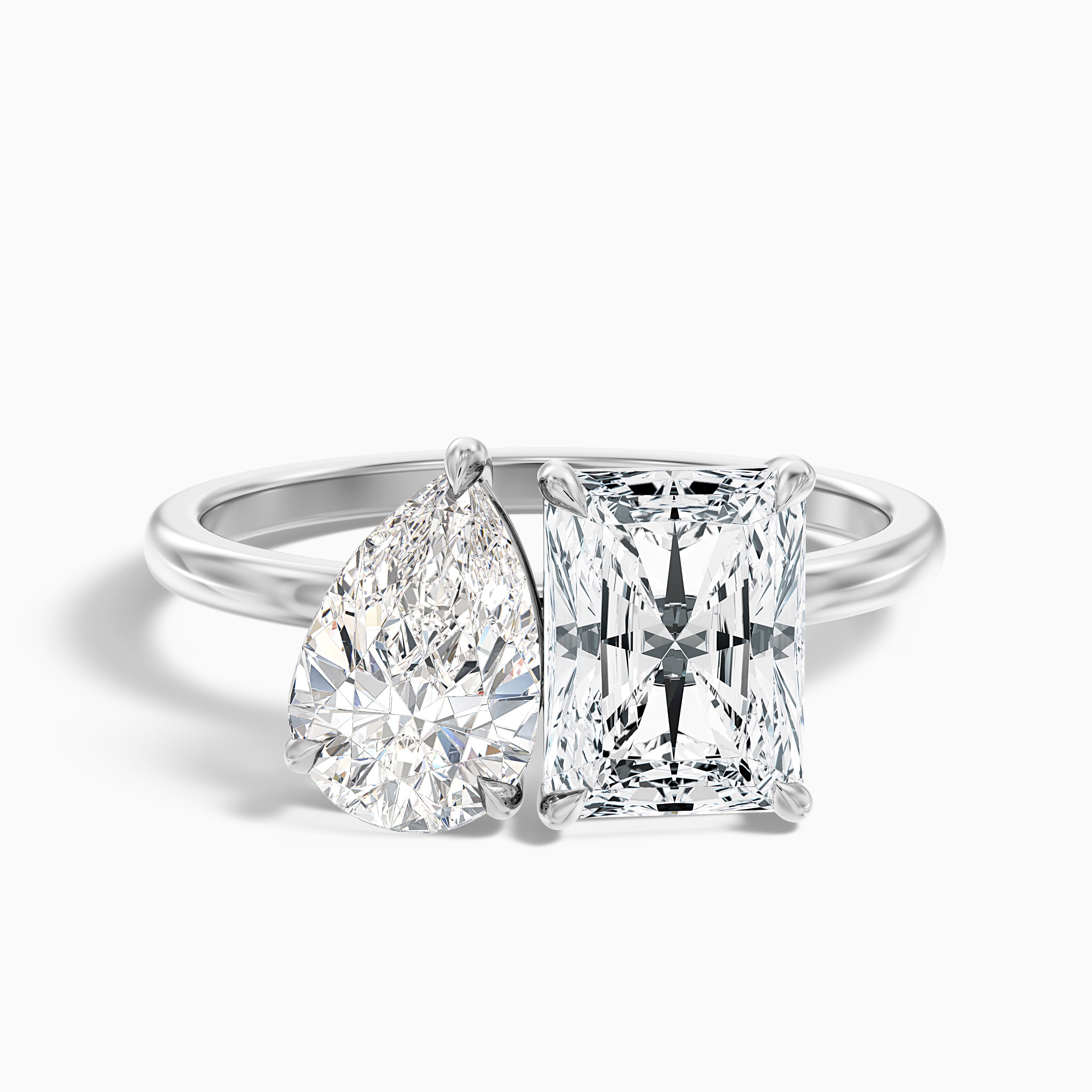 Brienna Toi Et Moi Lab Grown Diamond Ring With Pear and Radiant Cut Diamonds
