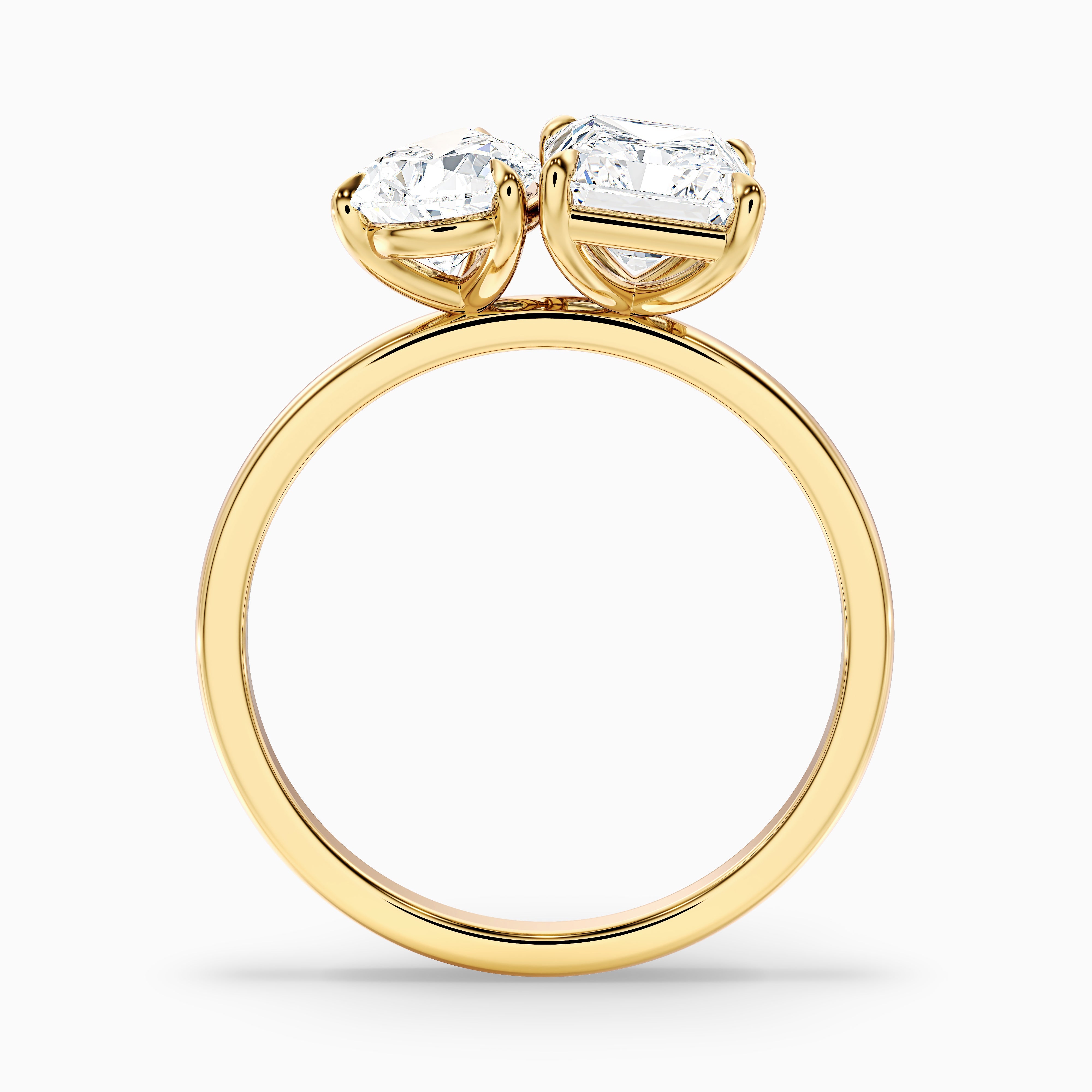 Brienna Toi Et Moi Moissanite Diamond Ring With Pear and Radiant Cut Diamonds