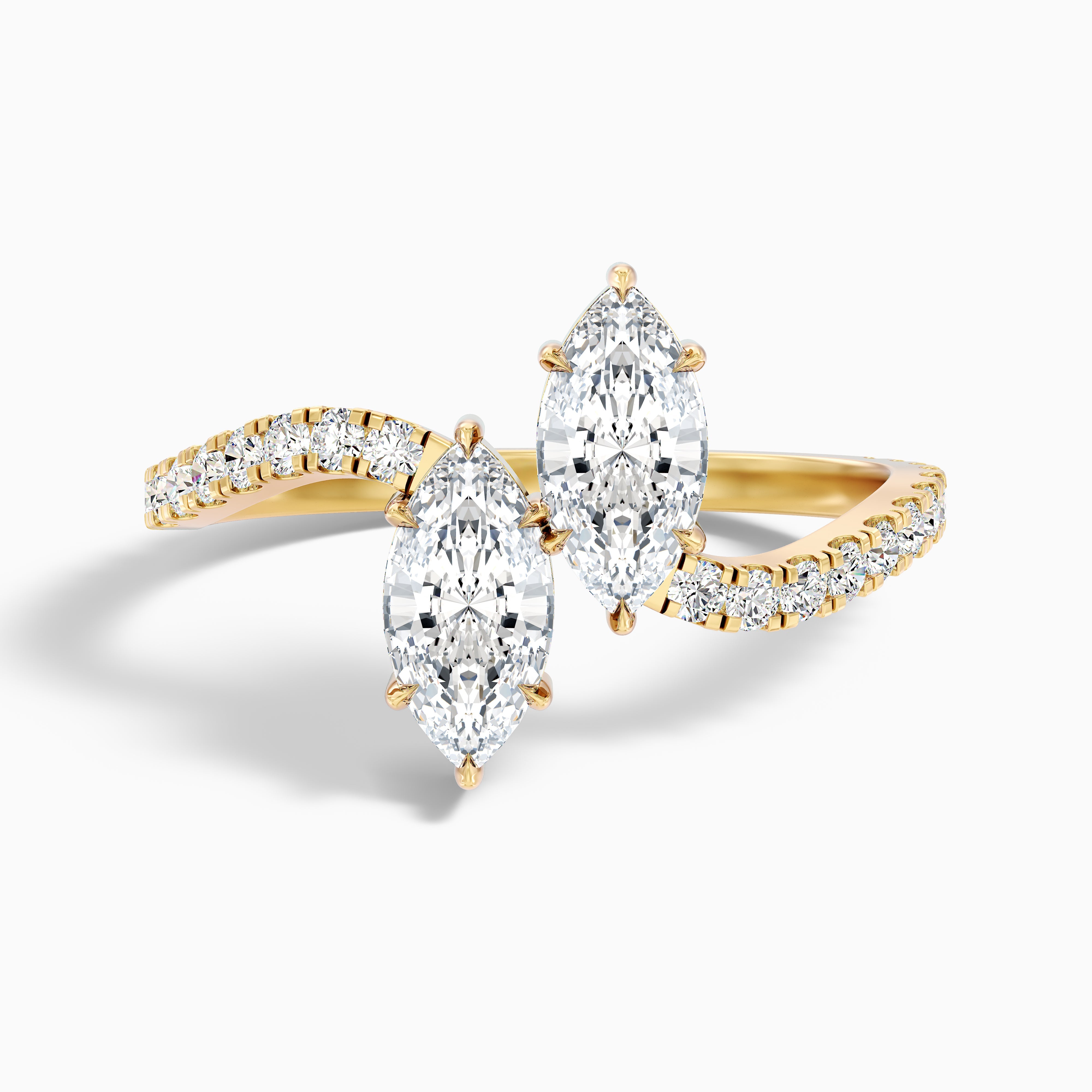 Valeria Toi Et Moi Moissanite Diamond Ring With Both Marquise Shaped Diamonds