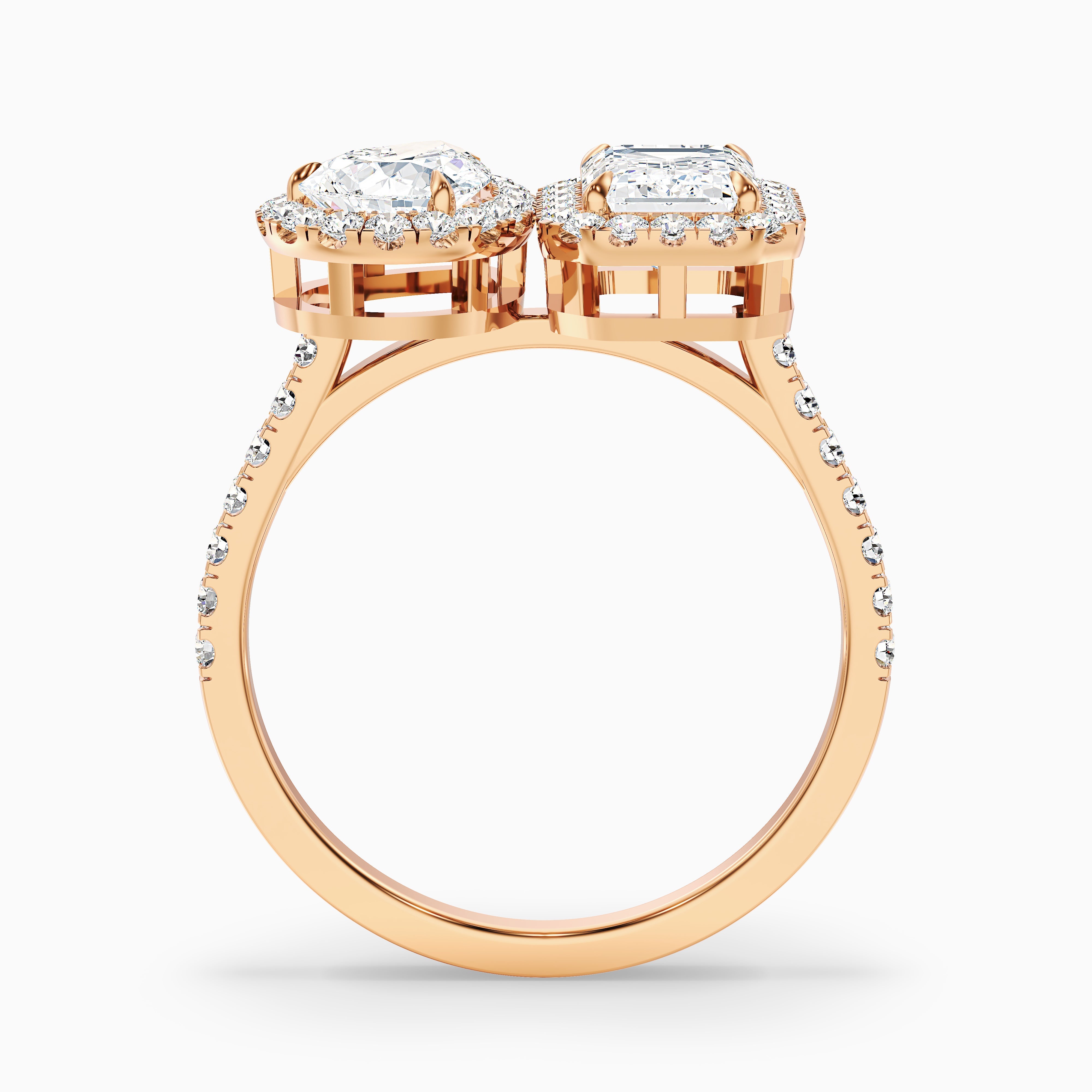 Zendaya Toi Et Moi Halo Moissanite Diamond Ring With Pear and Emerald Diamonds