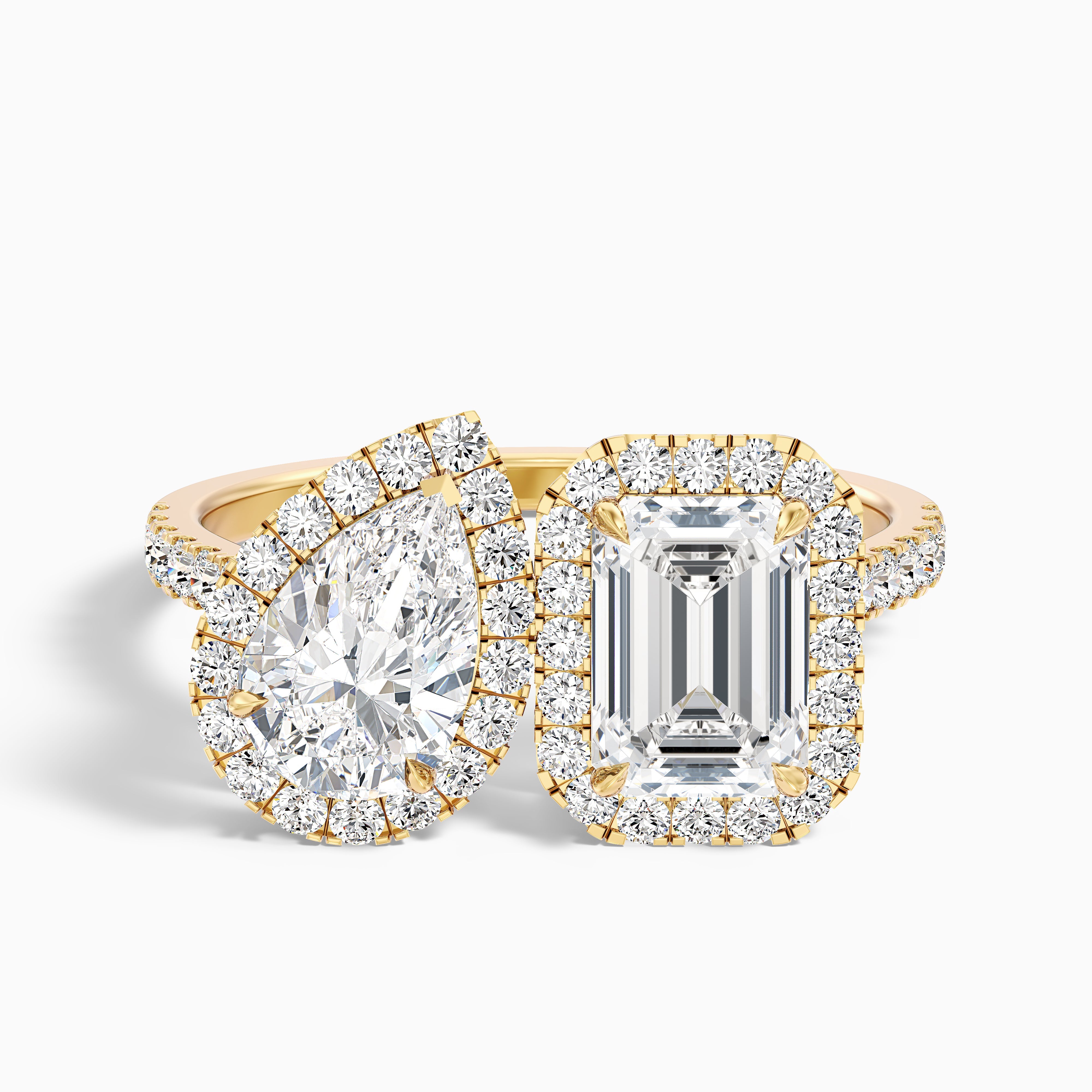 Zendaya Toi Et Moi Halo Lab Grown Diamond Ring With Pear and Emerald Diamonds