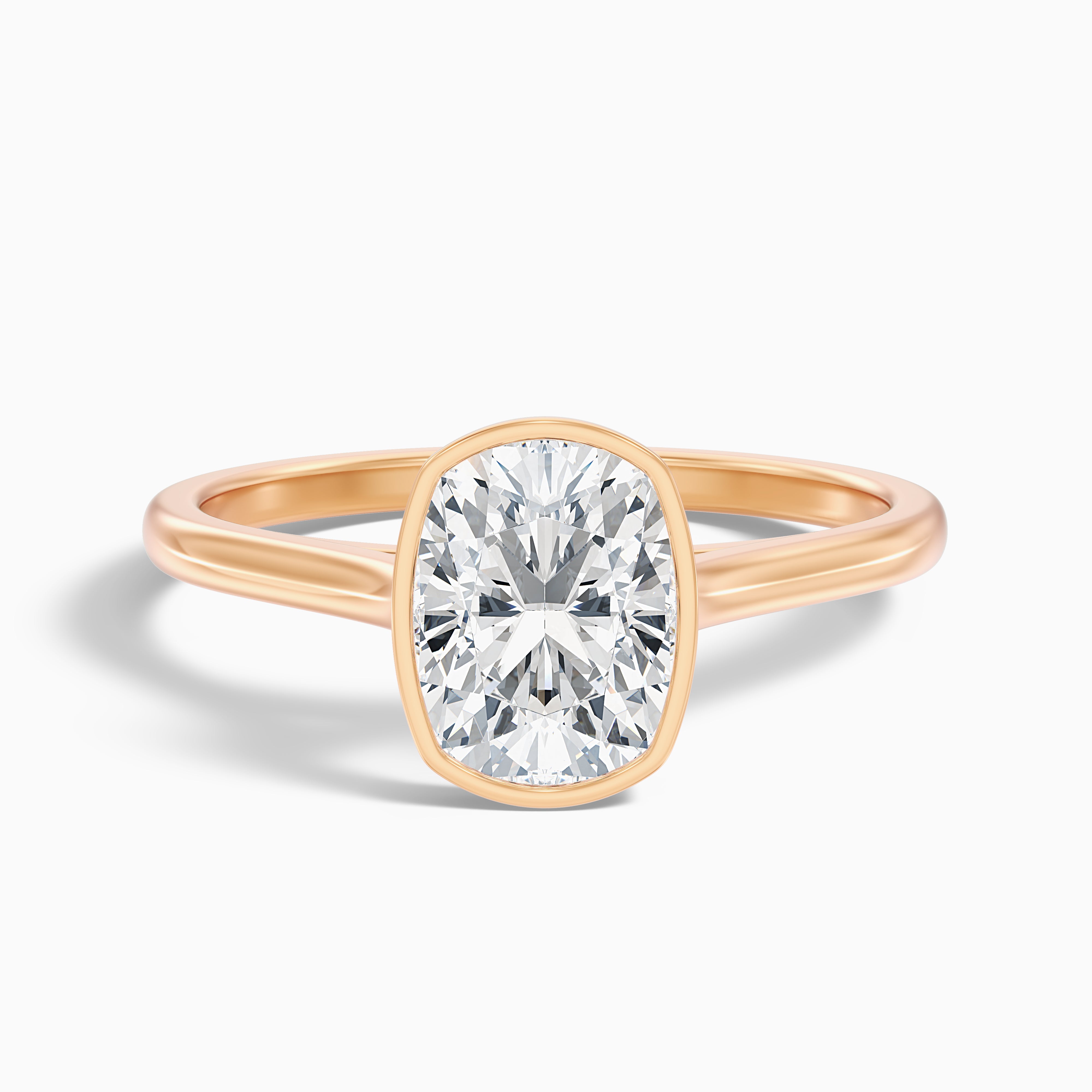 Shayana Elongated Cushion Cut Bezel Set Moissanite Diamond Engagement Ring