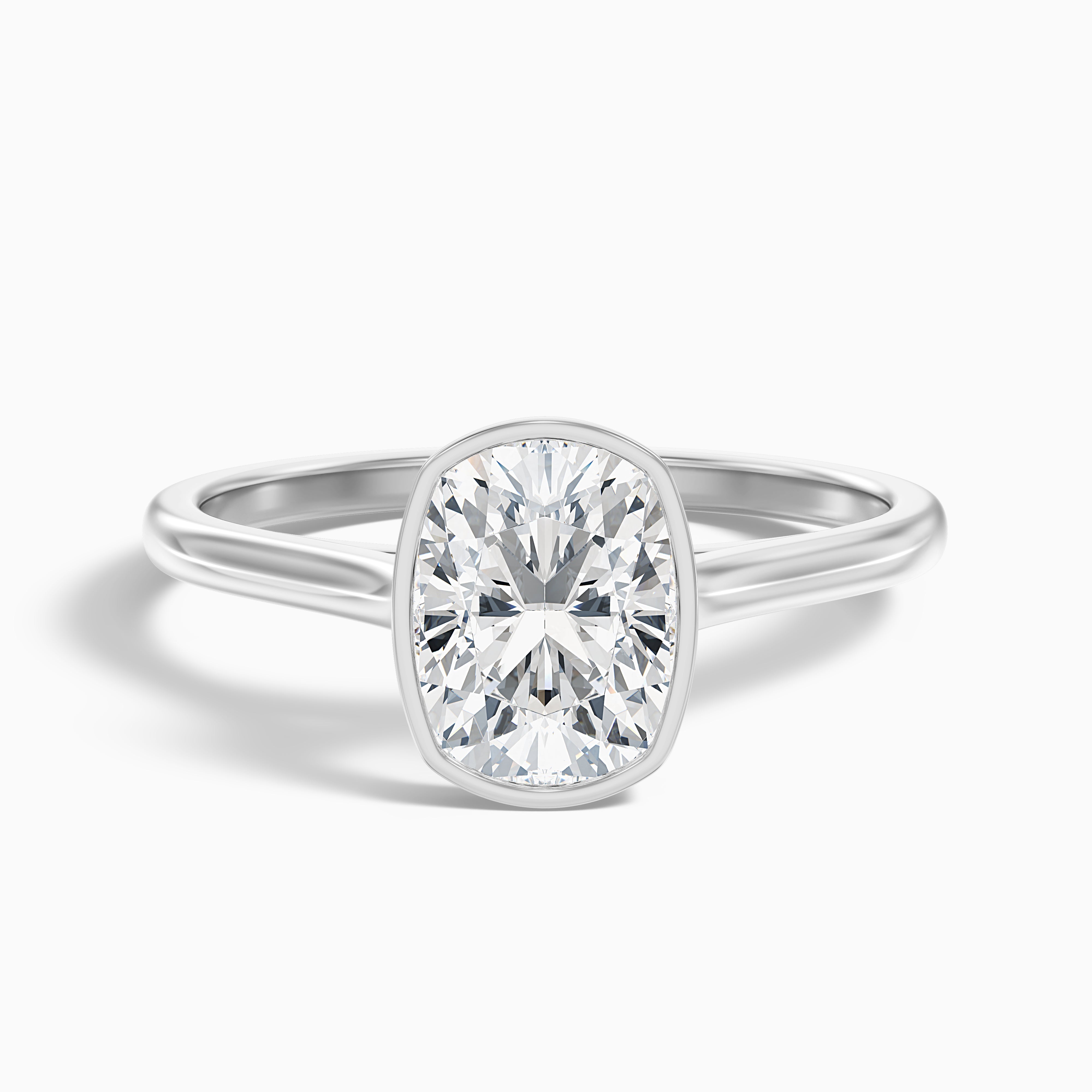 Shayana Elongated Cushion Cut Bezel Set Moissanite Diamond Engagement Ring