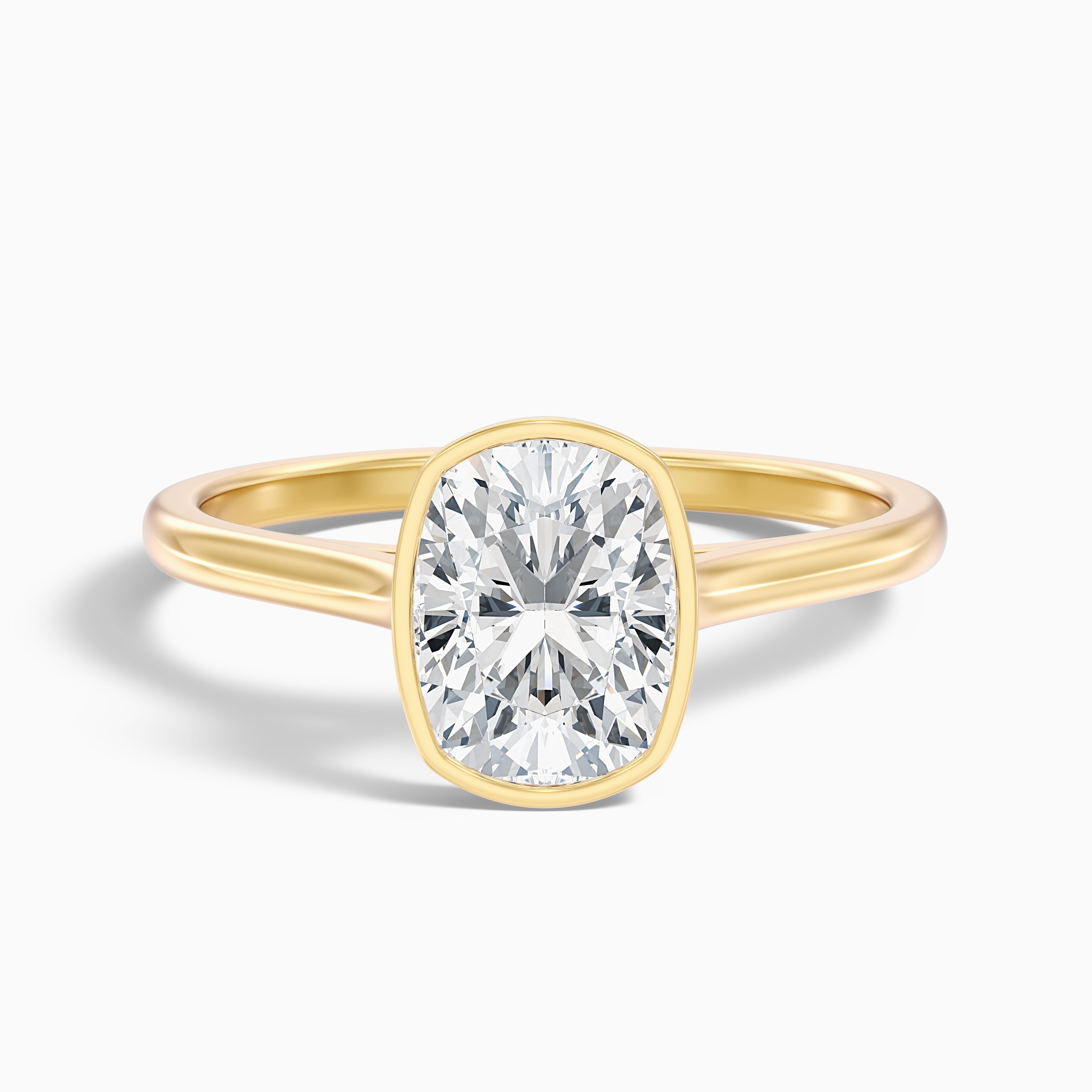 Shayana Elongated Cushion Cut Bezel Set Lab Grown Diamond Engagement Ring